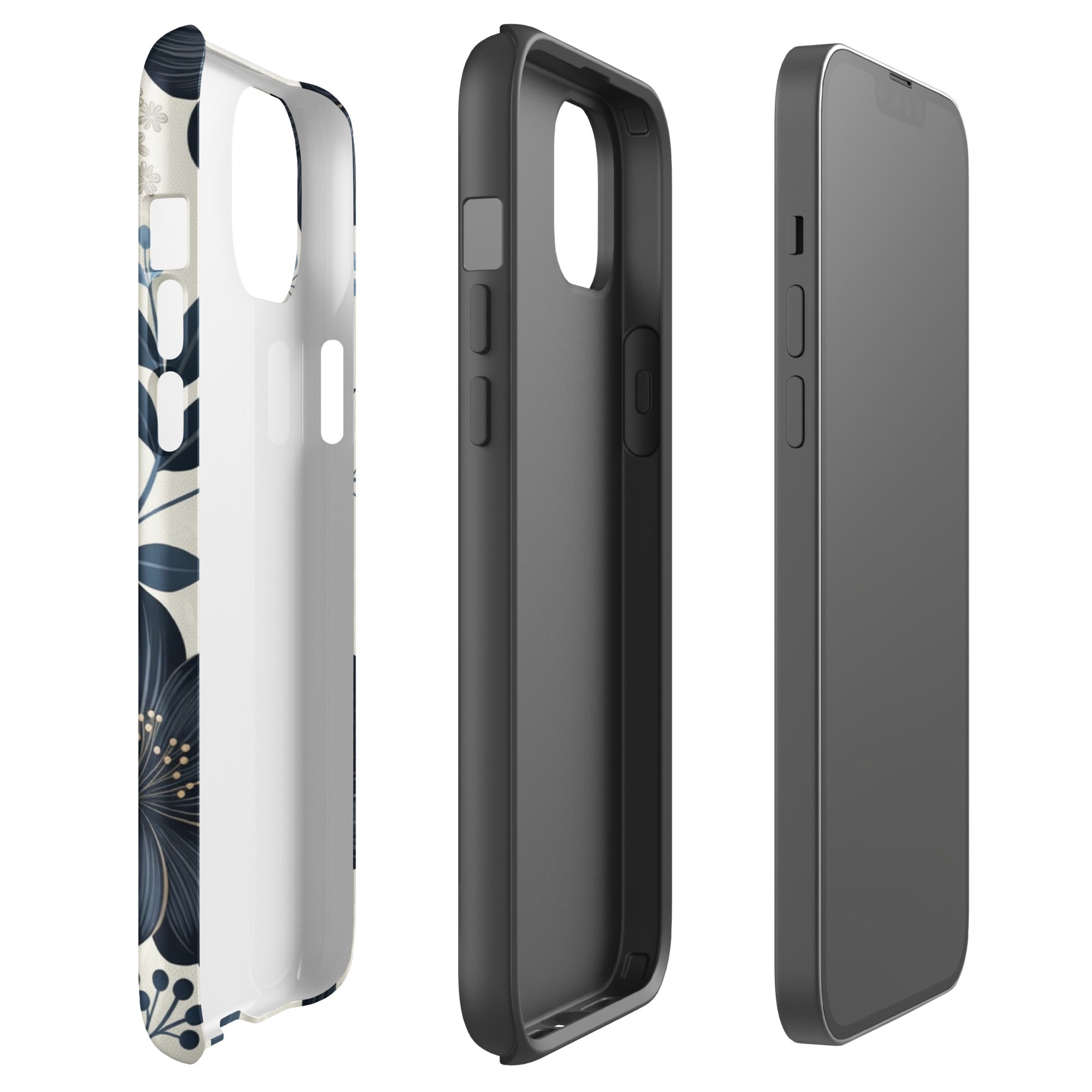 Elegant Blue Floral Tough Case for iPhone 14 Plus