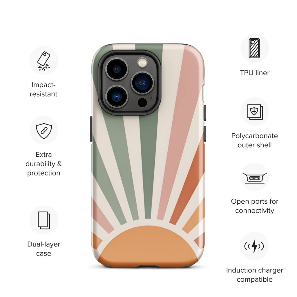 Retro Sunrise Tough Case for iPhone 14 Pro