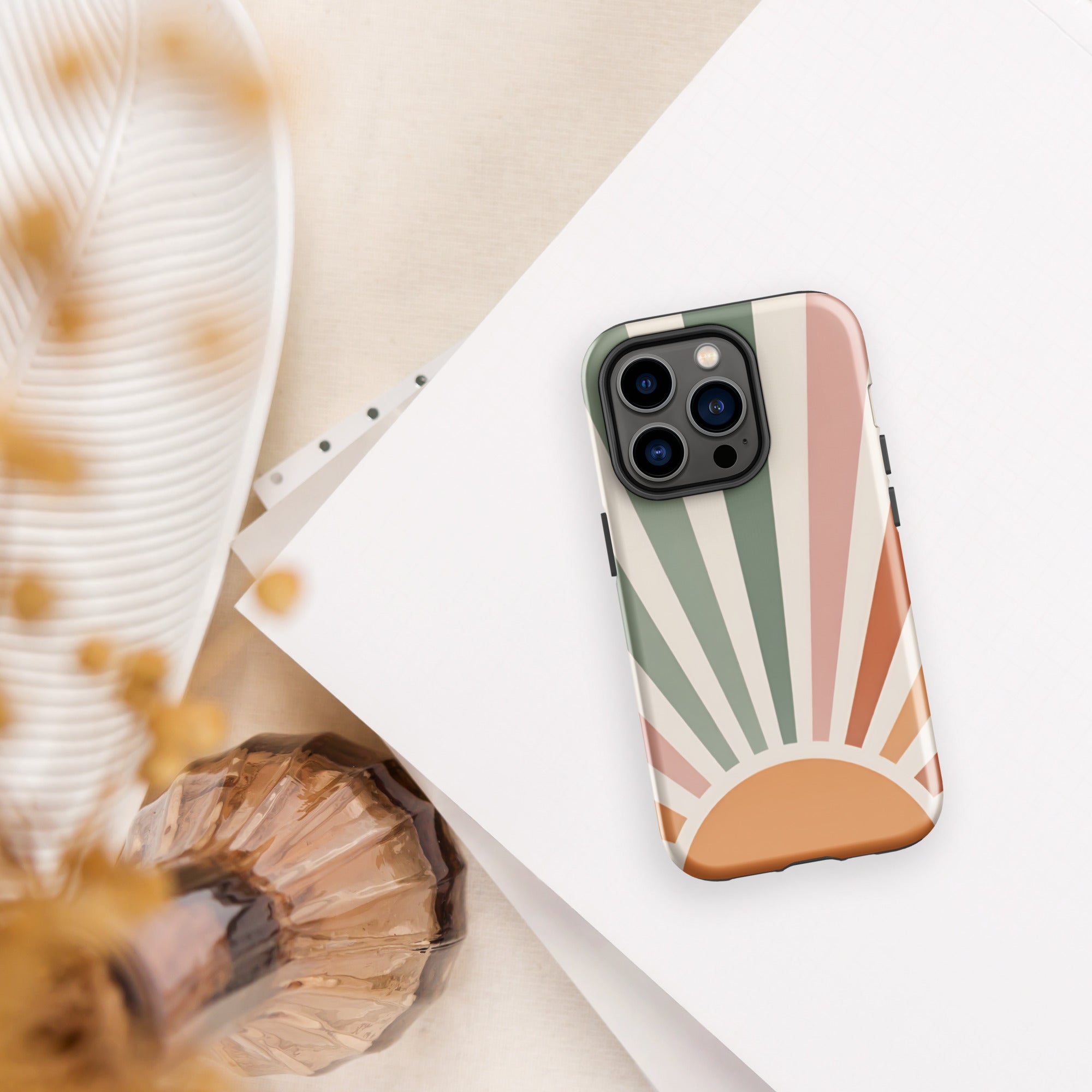 Retro Sunrise Tough Case for iPhone 14 Pro