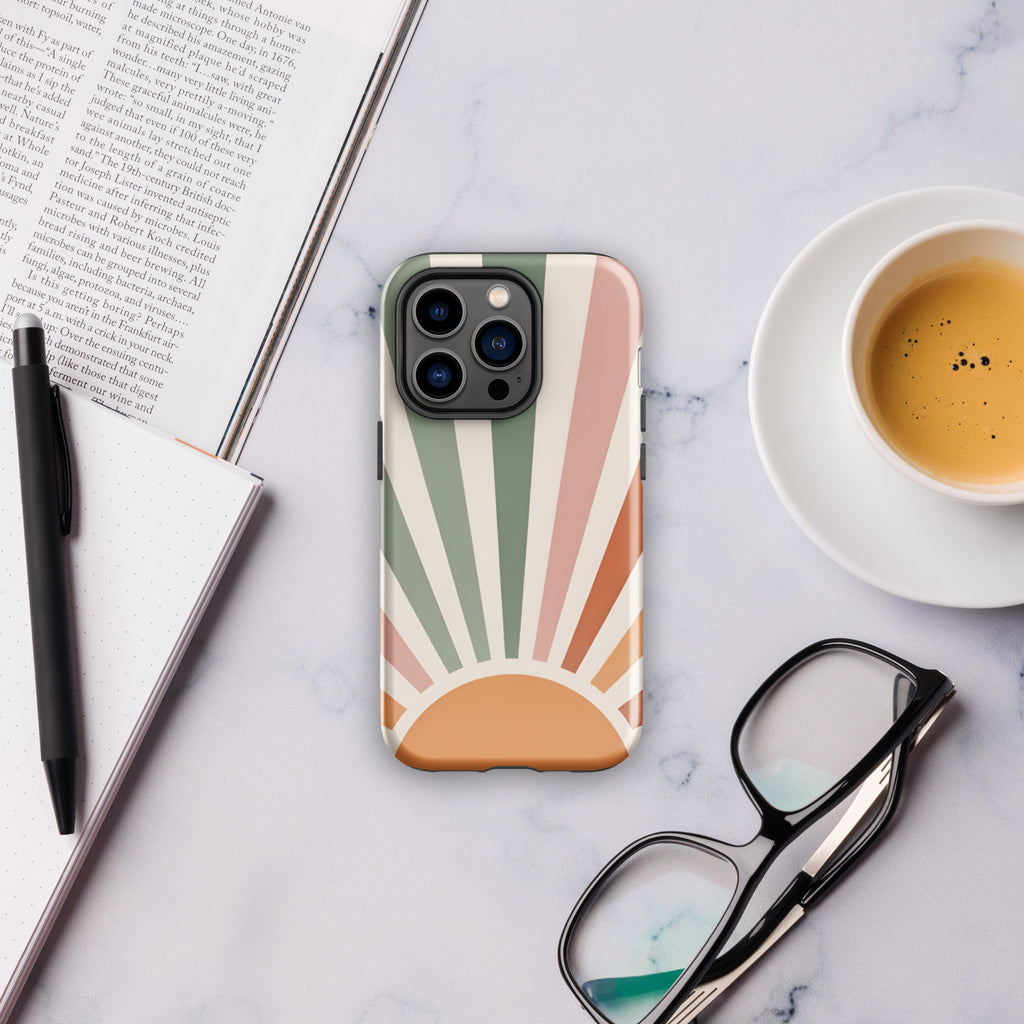 Retro Sunrise Tough Case for iPhone 14 Pro
