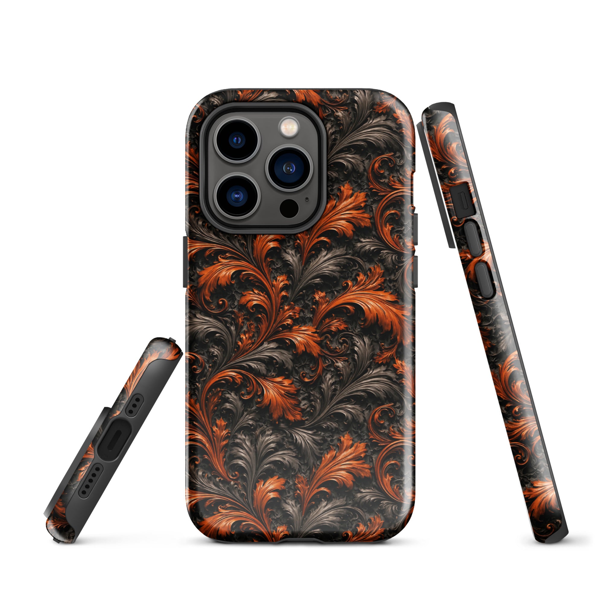 Burnt Orange Filigree Tough Case for iPhone 14 Pro