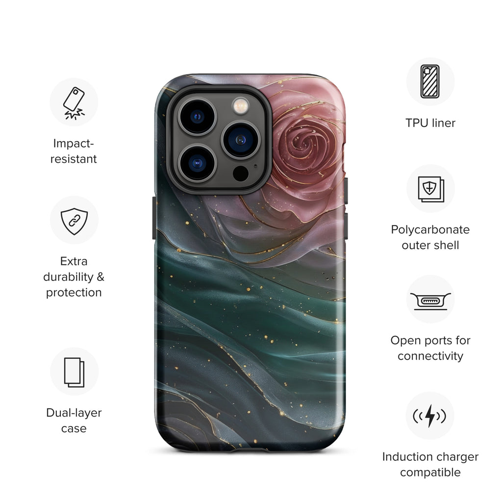 Elegant Rose Marble Tough Case for iPhone 14 Pro