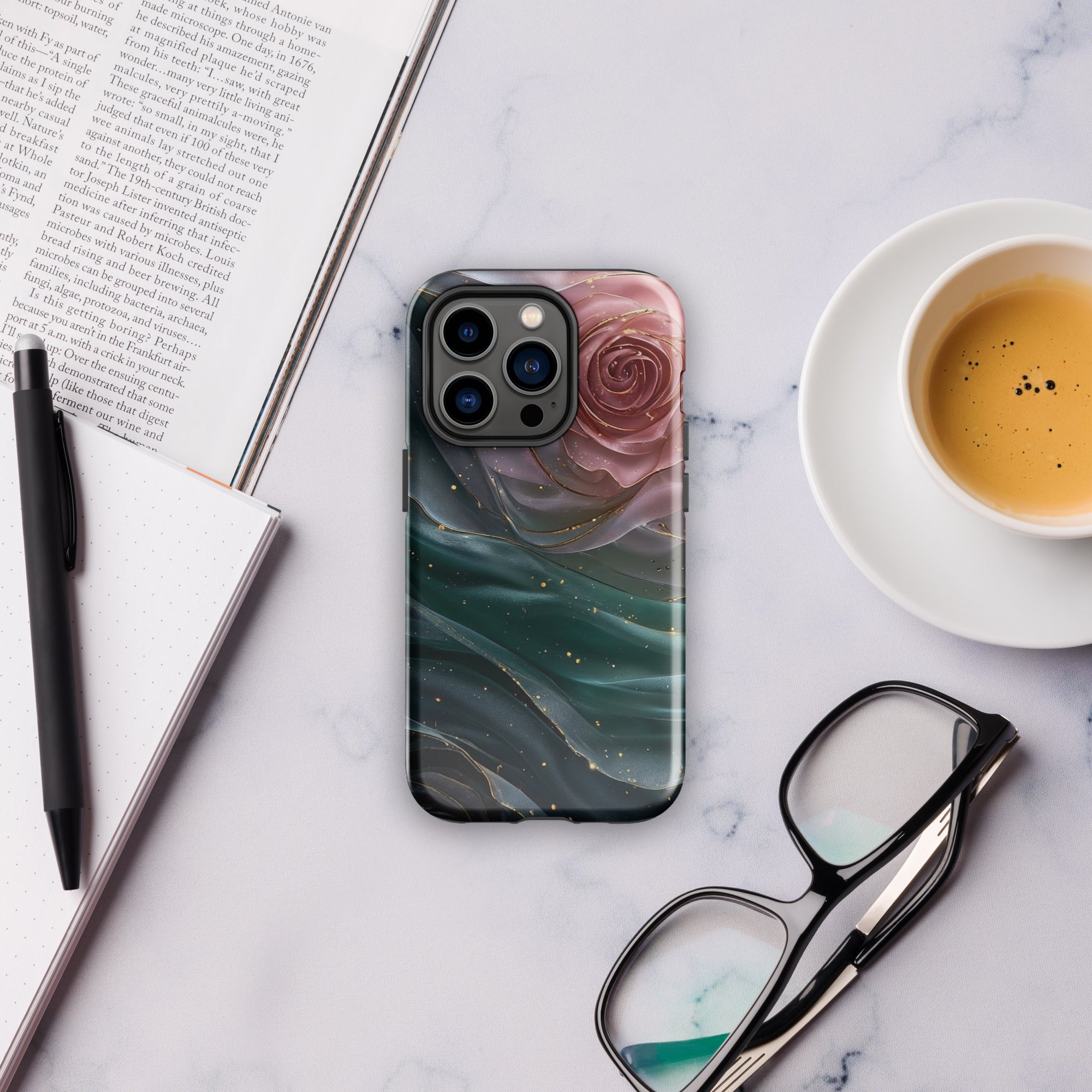Elegant Rose Marble Tough Case for iPhone 14 Pro
