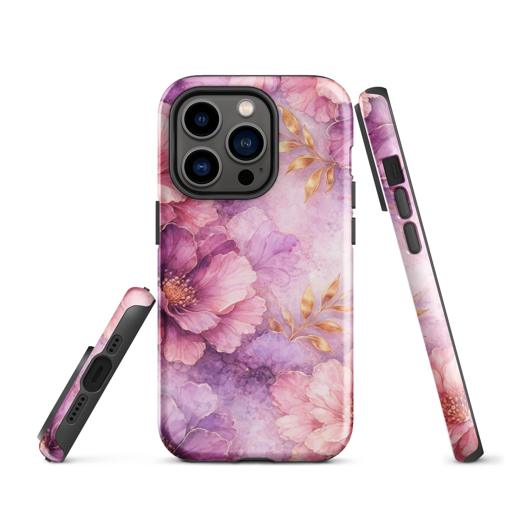 Pink Watercolor Floral Tough Case for iPhone 14 Pro