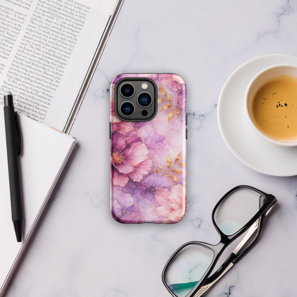 Pink Watercolor Floral Tough Case for iPhone 14 Pro