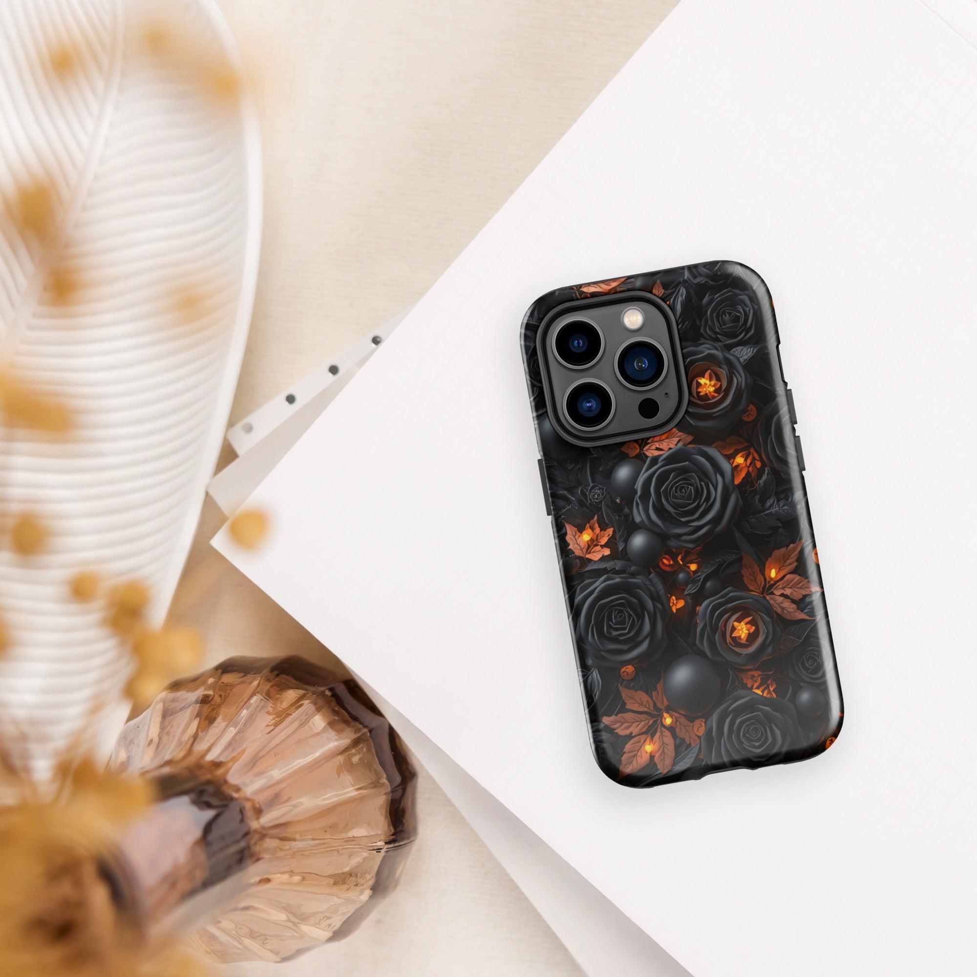 Dark Floral Glow Tough Case for iPhone 14 Pro