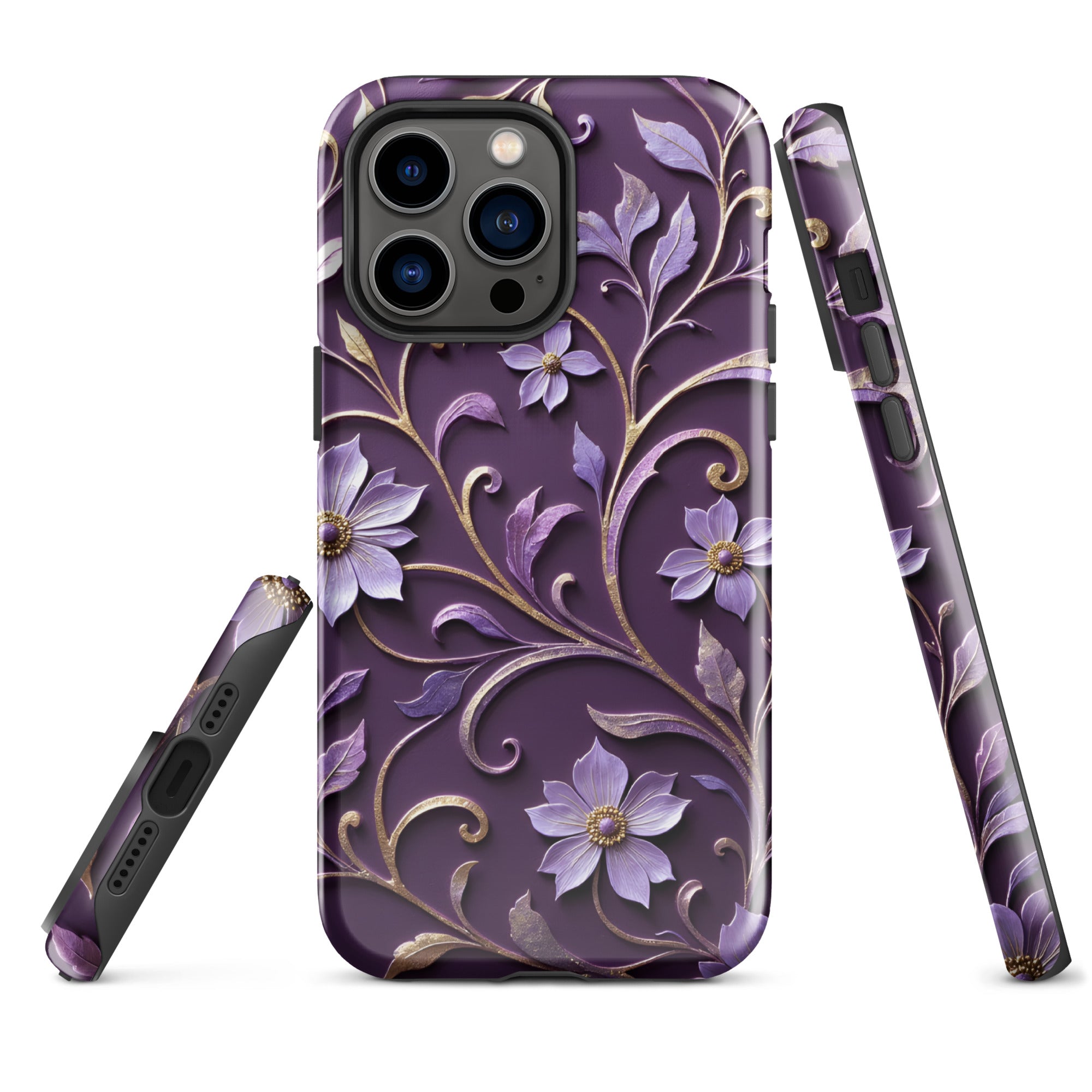 Royal Violet Filigree Tough Case for iPhone 14 Pro Max