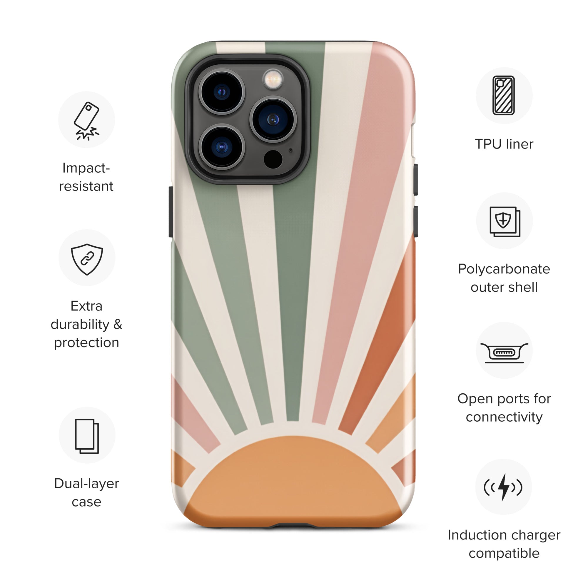 Retro Sunrise Tough Case for iPhone 14 Pro Max