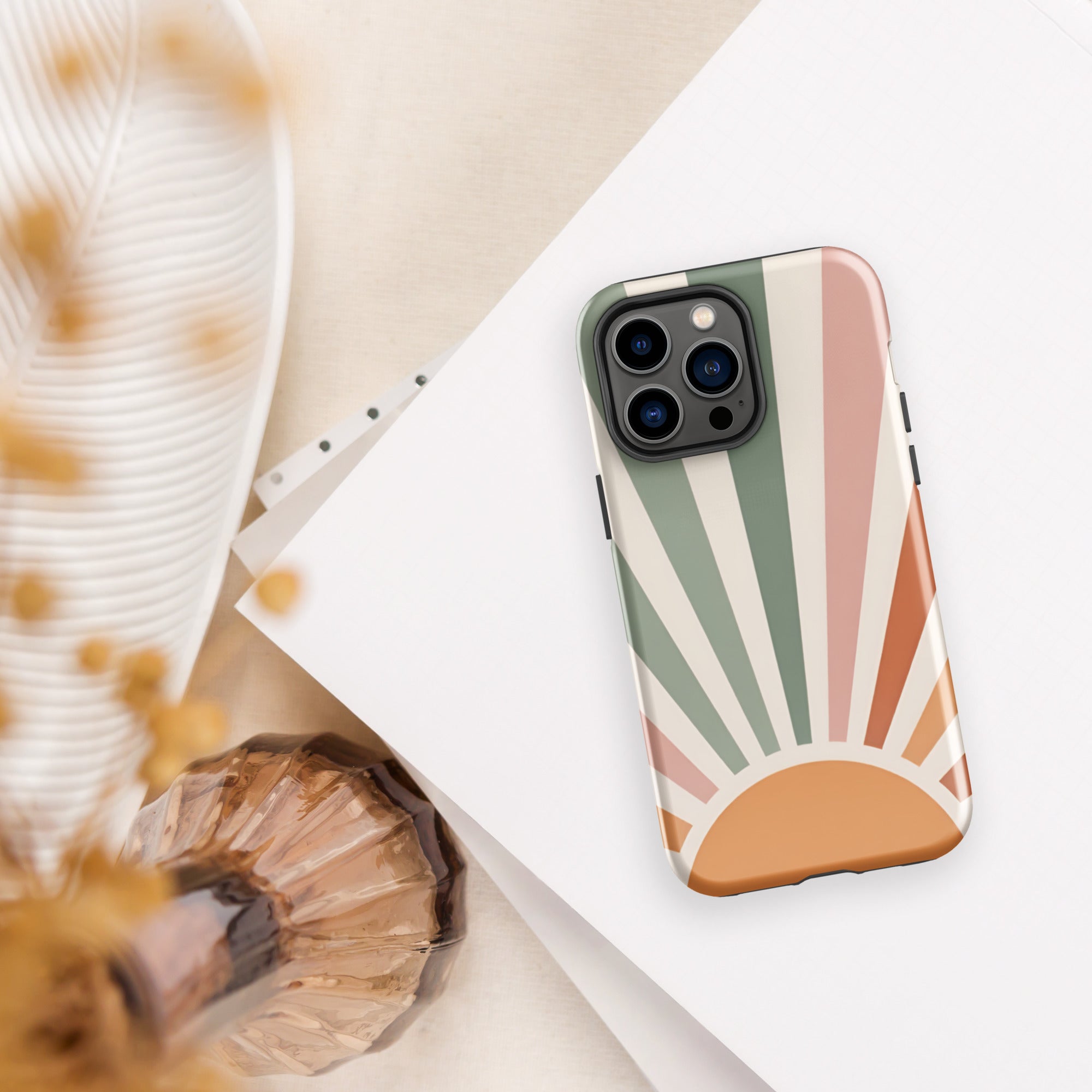 Retro Sunrise Tough Case for iPhone 14 Pro Max