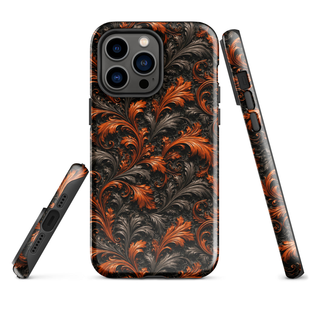 Burnt Orange Filigree Tough Case for iPhone 14 Pro Max