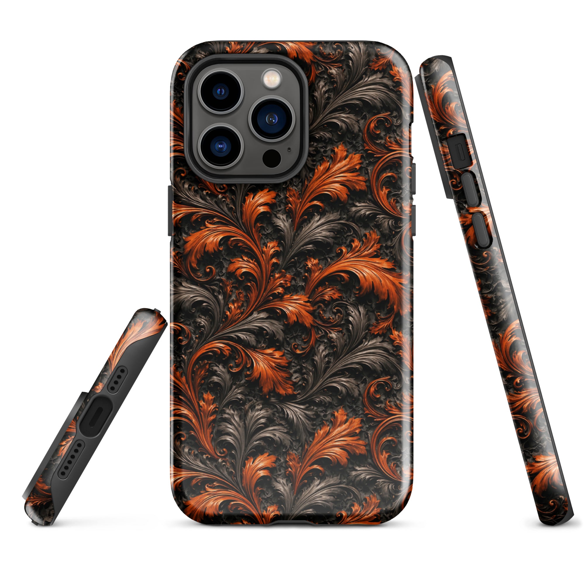 Burnt Orange Filigree Tough Case for iPhone 14 Pro Max