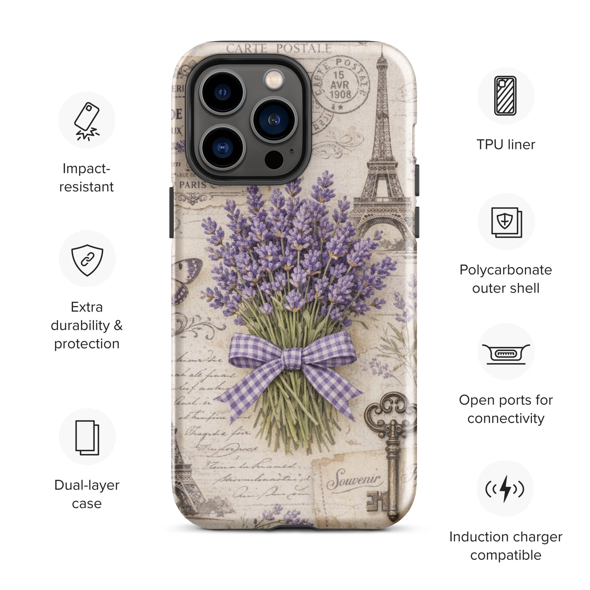 Vintage Paris Lavender Tough Case for iPhone 14 Pro Max