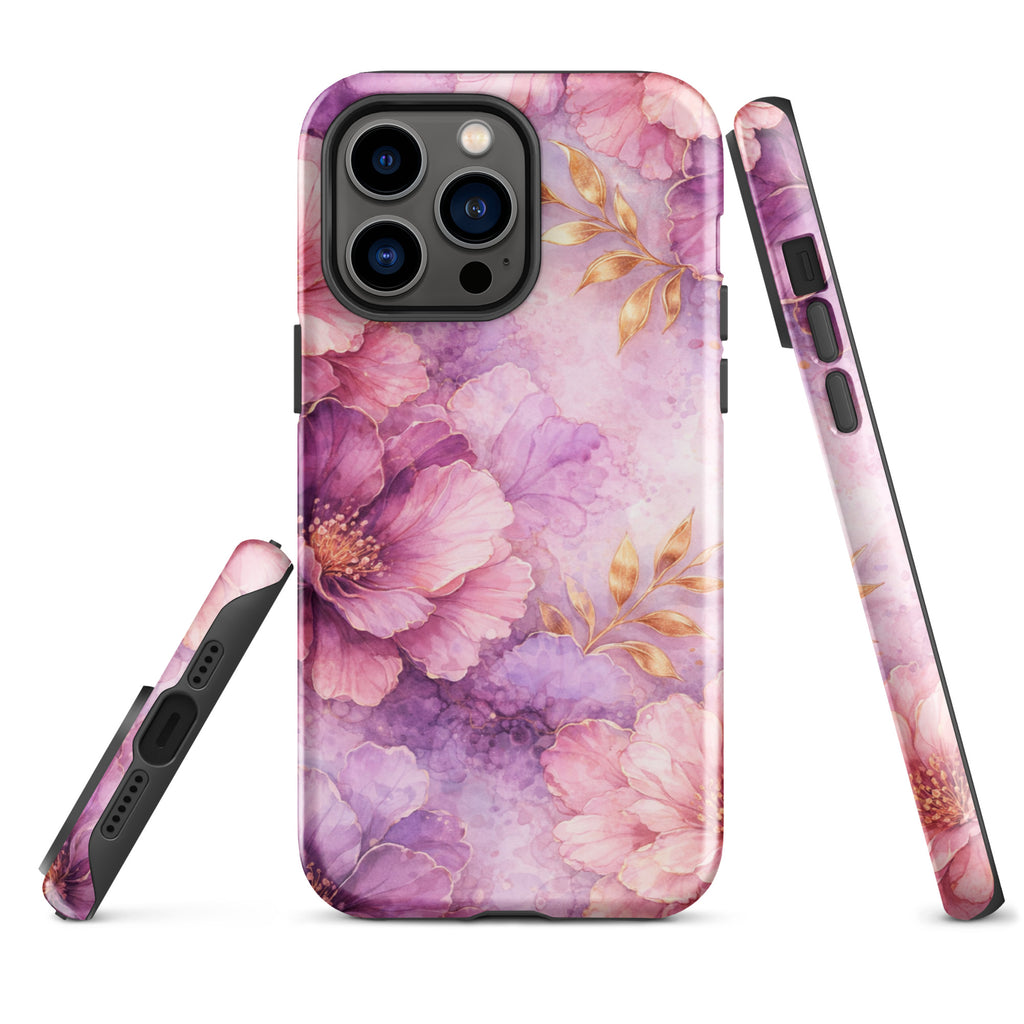 Pink Watercolor Floral Tough Case for iPhone 14 Pro Max