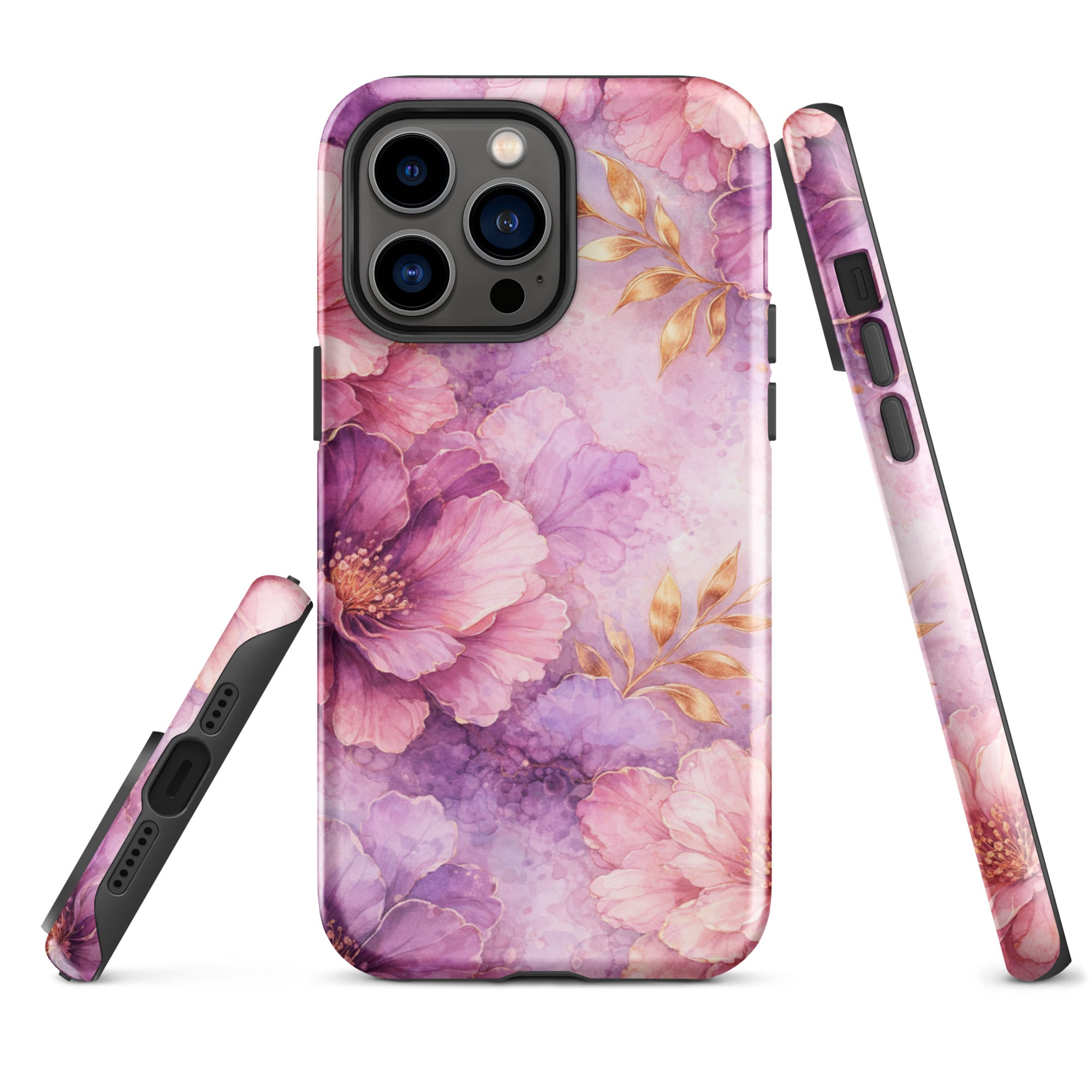 Pink Watercolor Floral Tough Case for iPhone 14 Pro Max