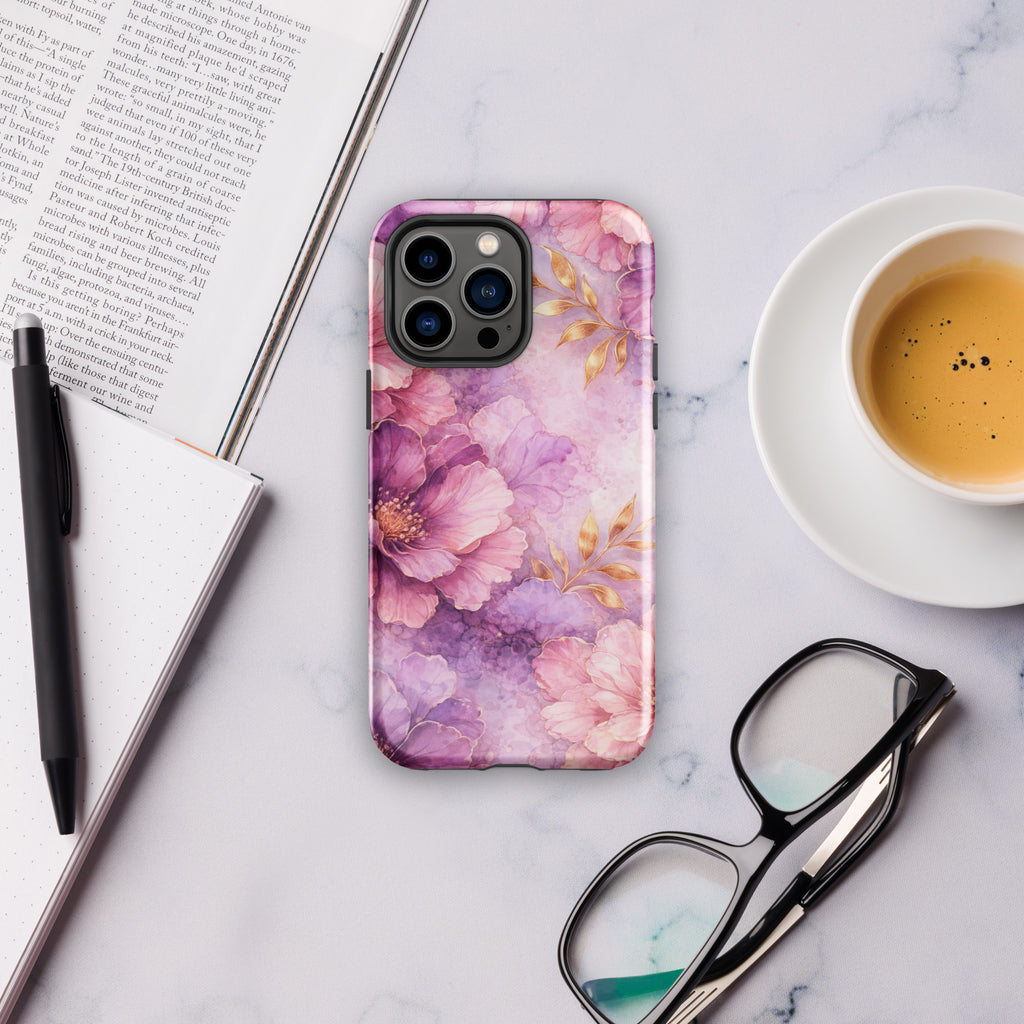 Pink Watercolor Floral Tough Case for iPhone 14 Pro Max