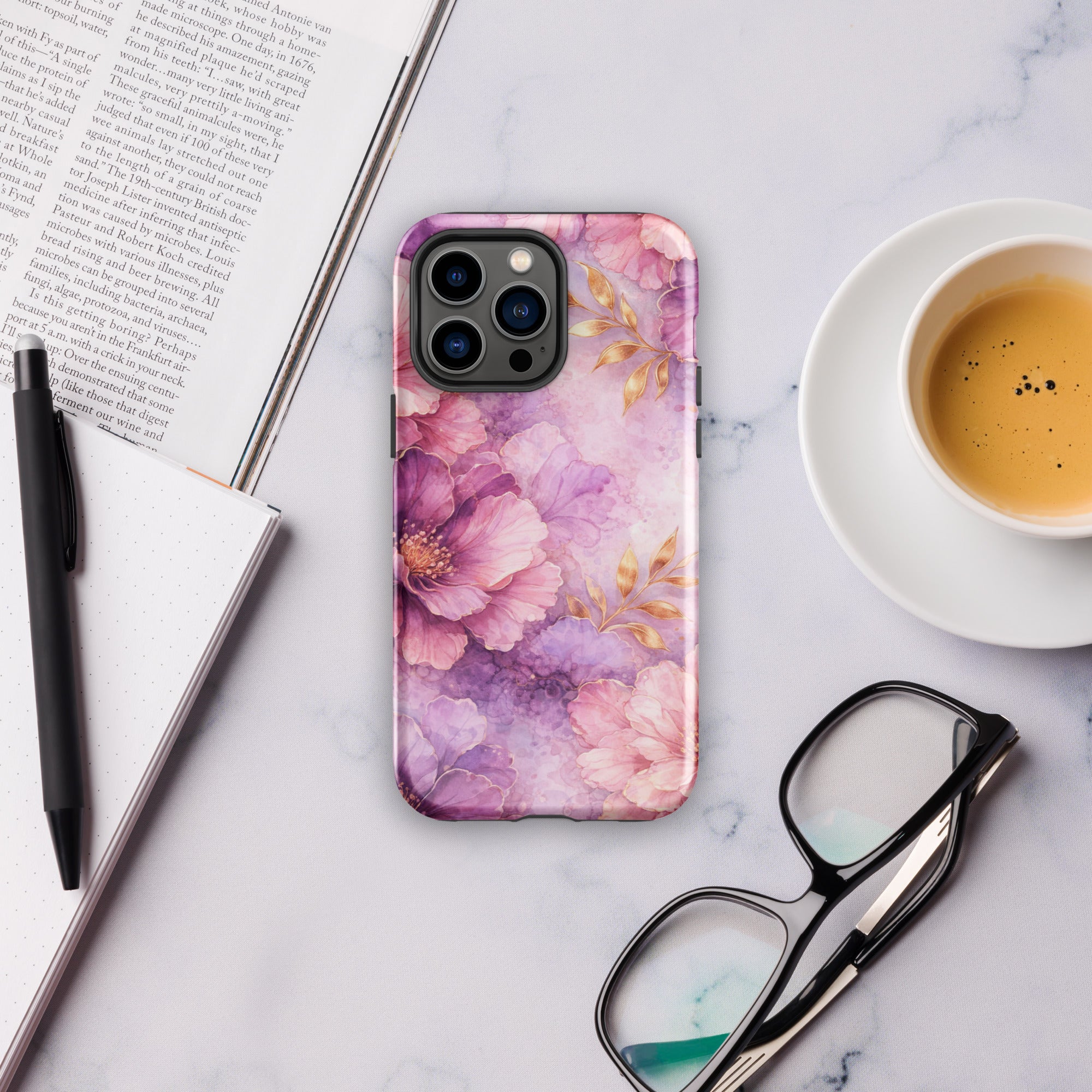 Pink Watercolor Floral Tough Case for iPhone 14 Pro Max
