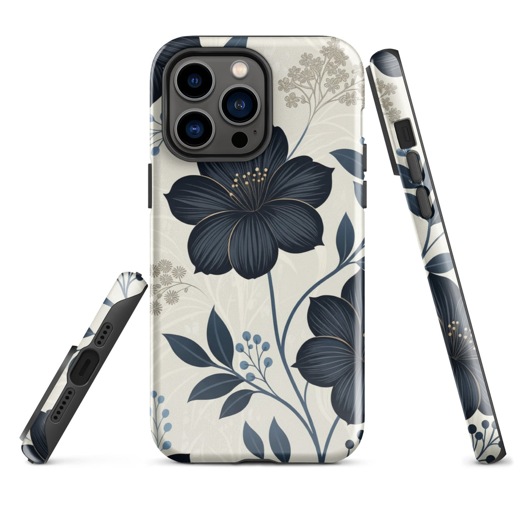 Elegant Blue Floral Tough Case for iPhone 14 Pro Max