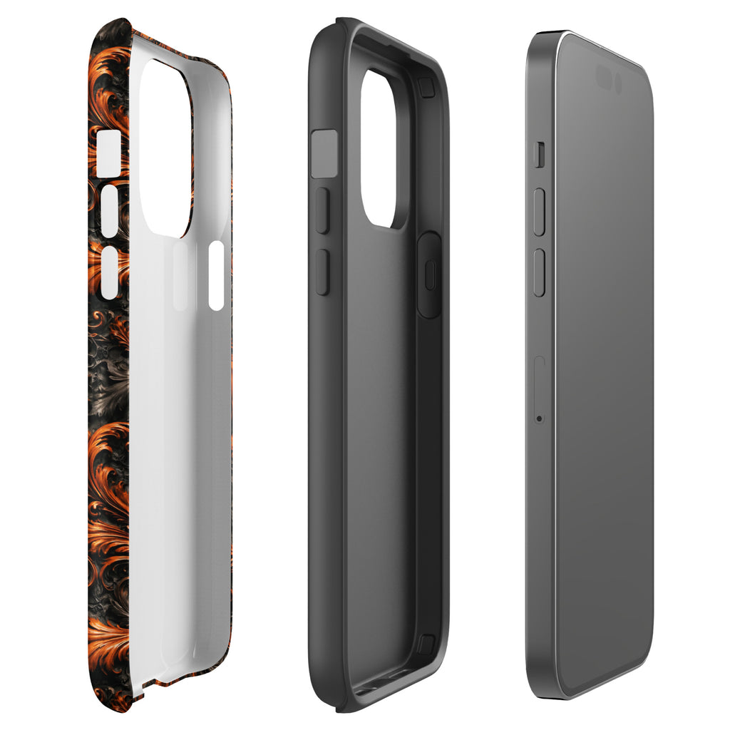 Burnt Orange Filigree Tough Case for iPhone 14 Pro Max