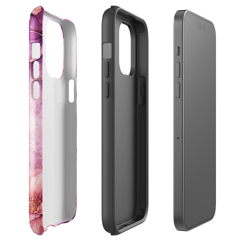Pink Watercolor Floral Tough Case for iPhone 14 Pro Max