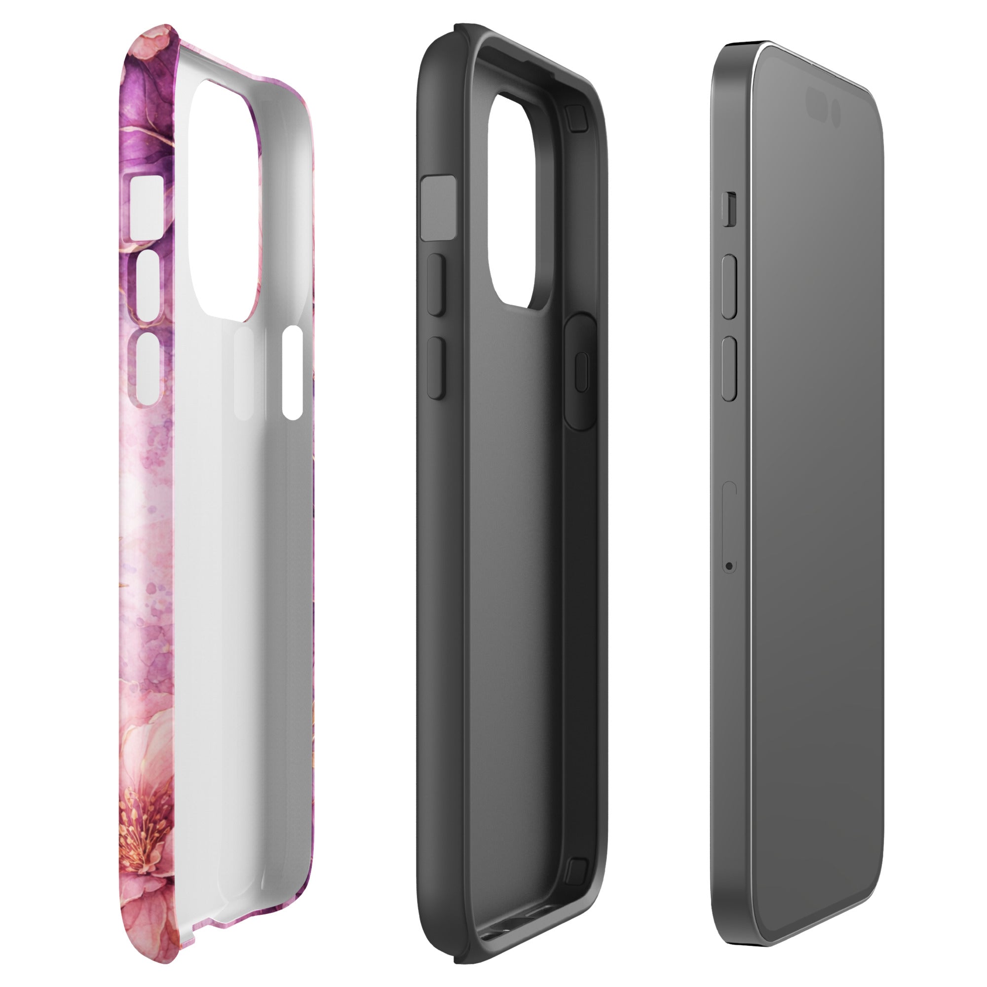 Pink Watercolor Floral Tough Case for iPhone 14 Pro Max