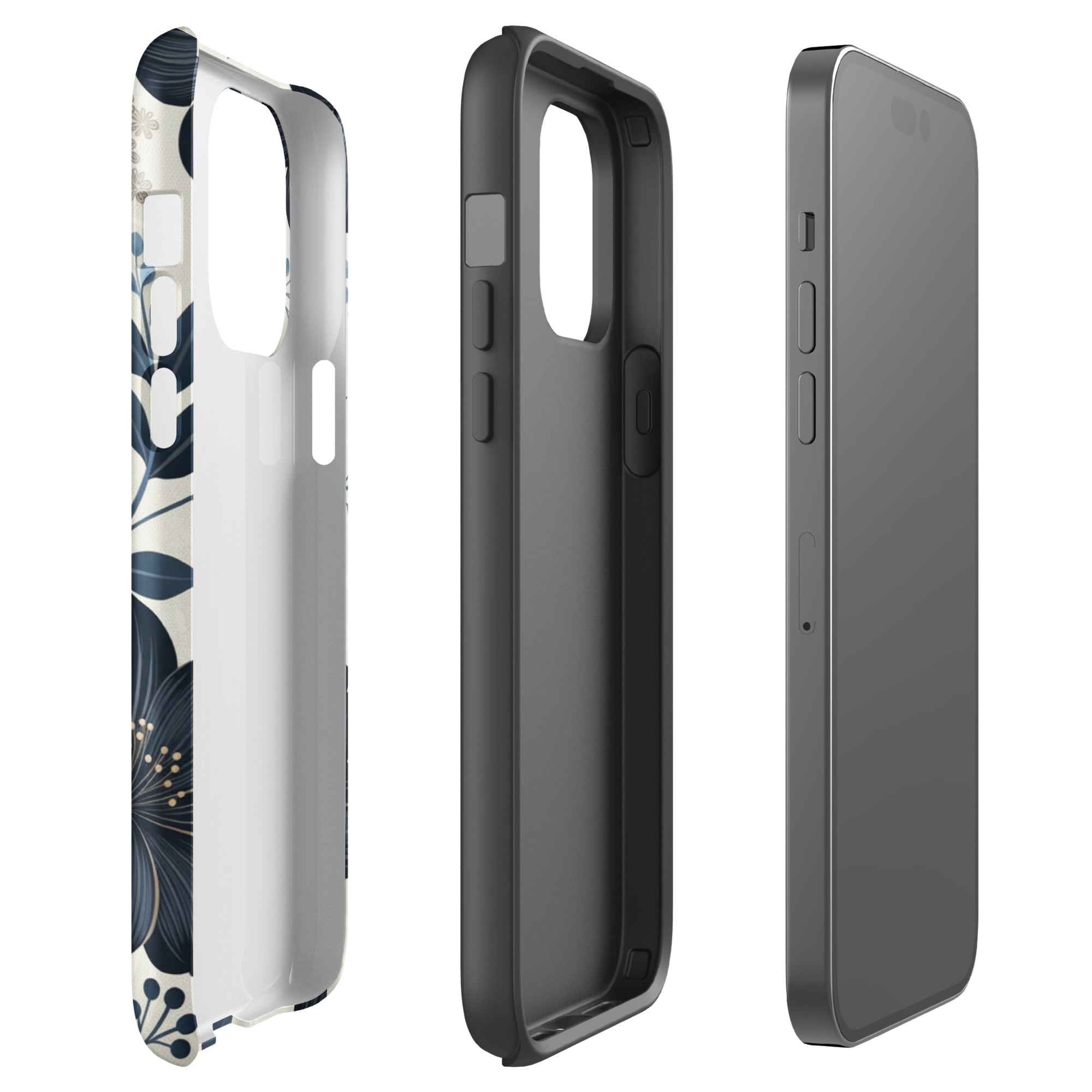 Elegant Blue Floral Tough Case for iPhone 14 Pro Max