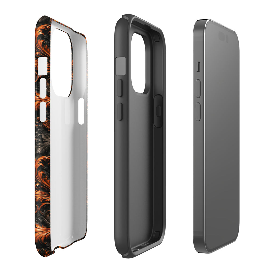 Burnt Orange Filigree Tough Case for iPhone 14 Pro