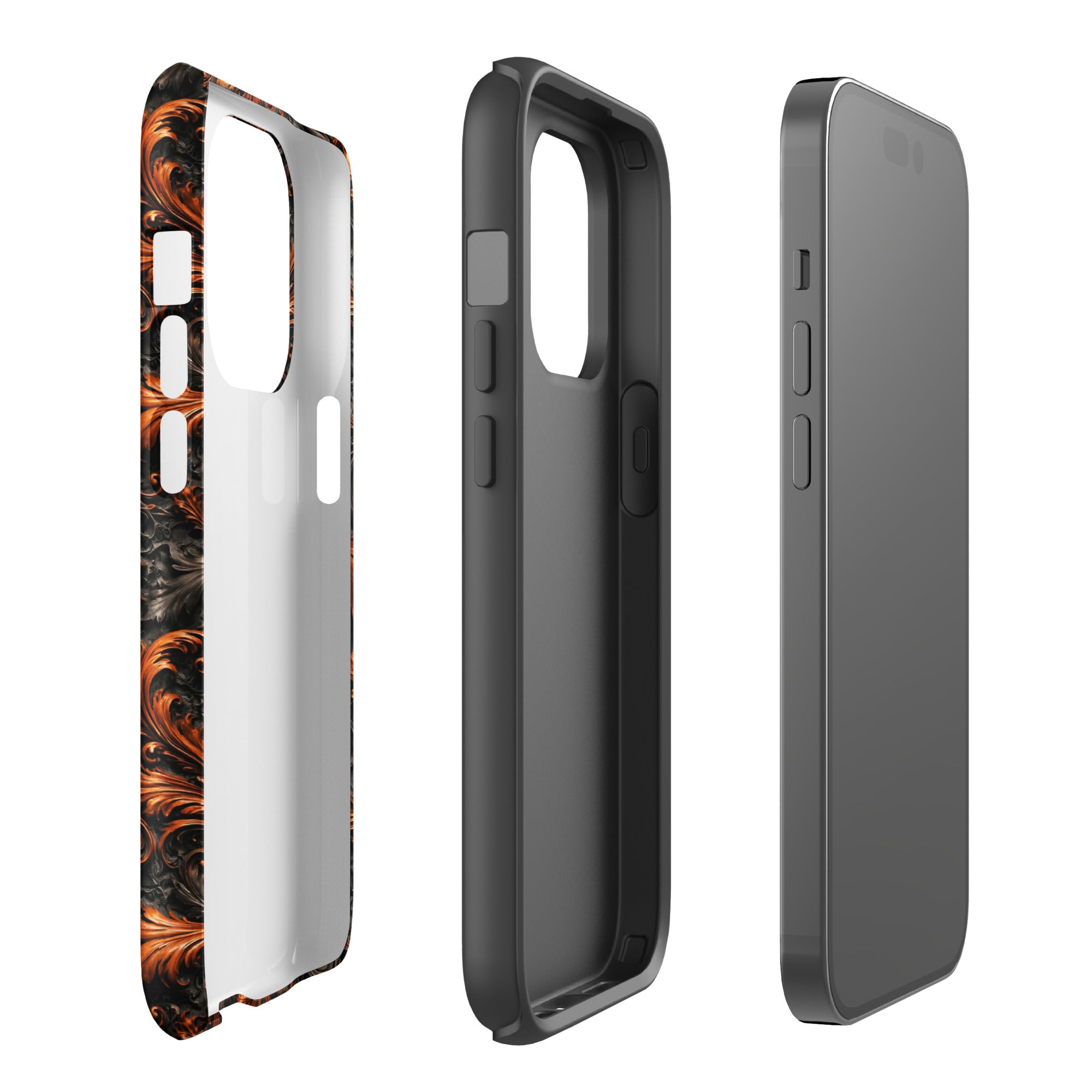 Burnt Orange Filigree Tough Case for iPhone 14 Pro