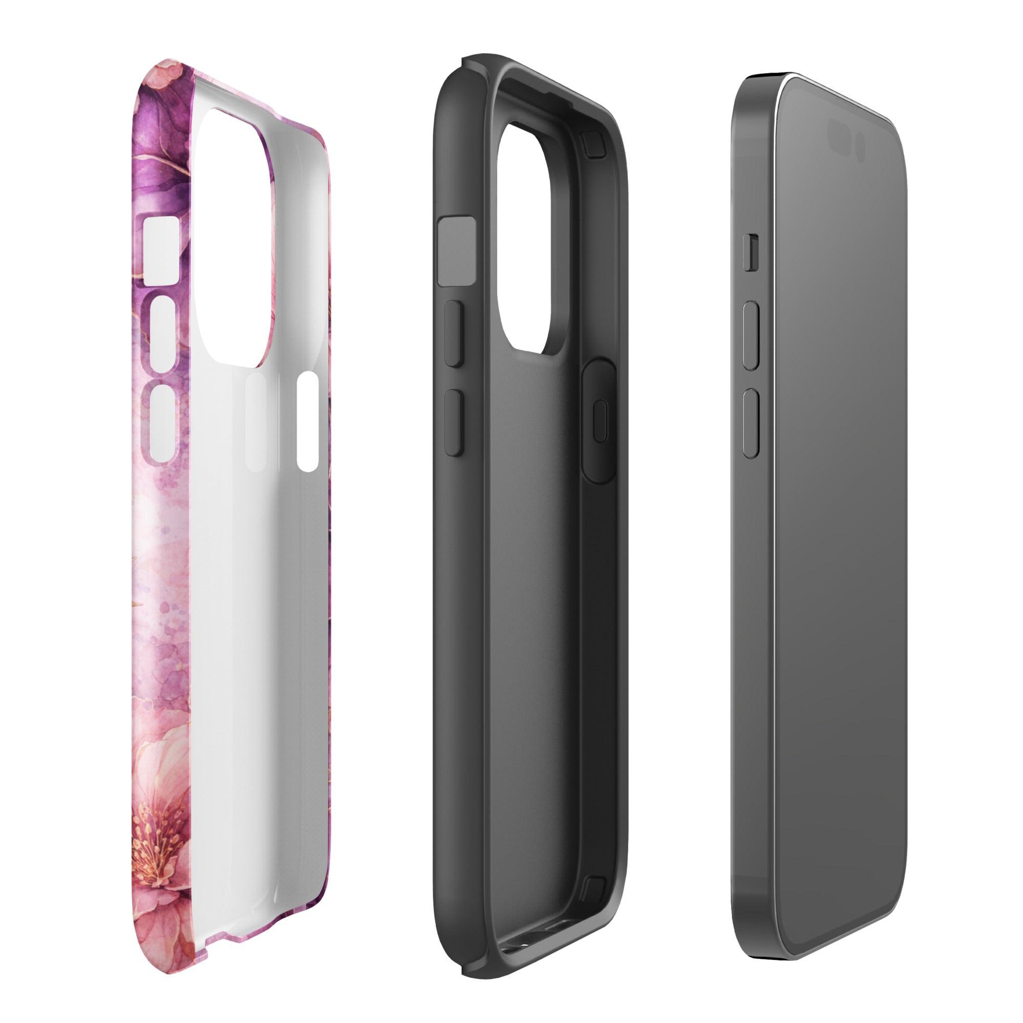 Pink Watercolor Floral Tough Case for iPhone 14 Pro