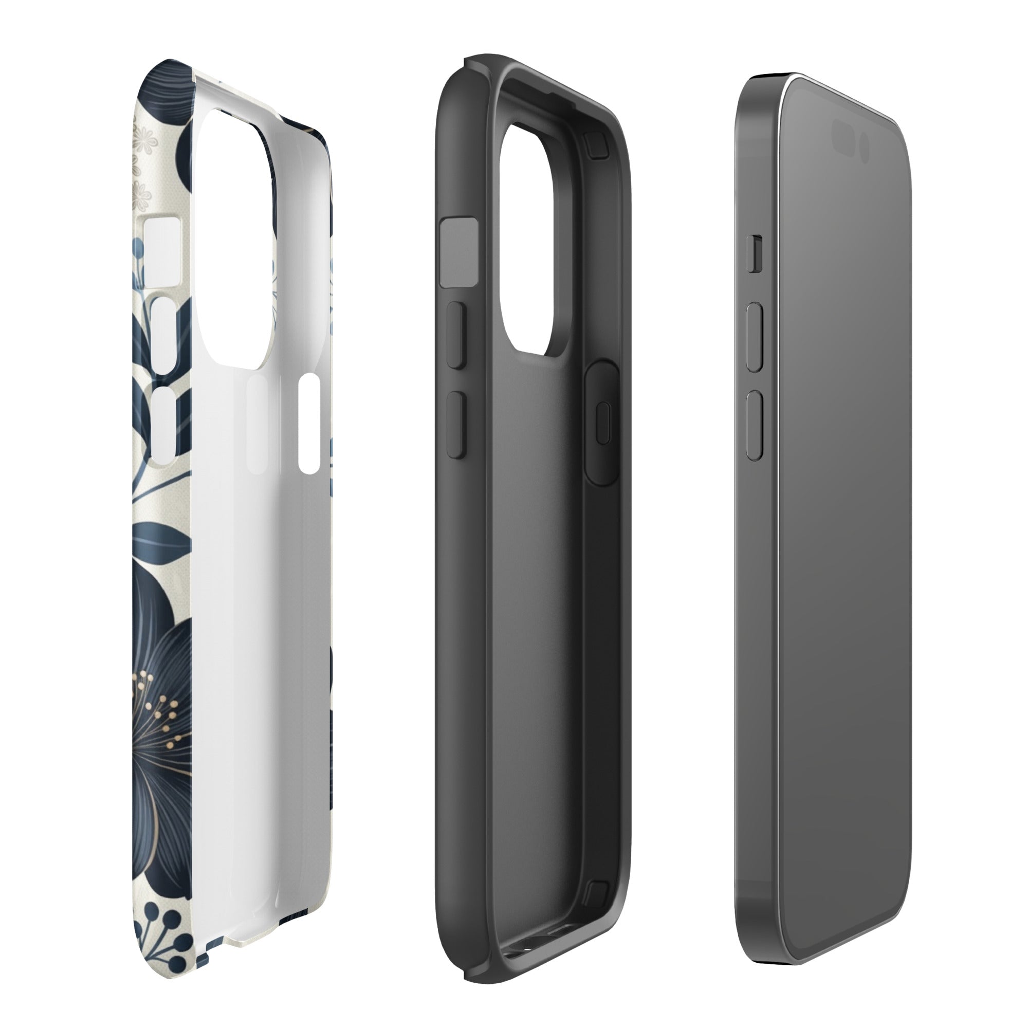 Elegant Blue Floral Tough Case for iPhone 14 Pro