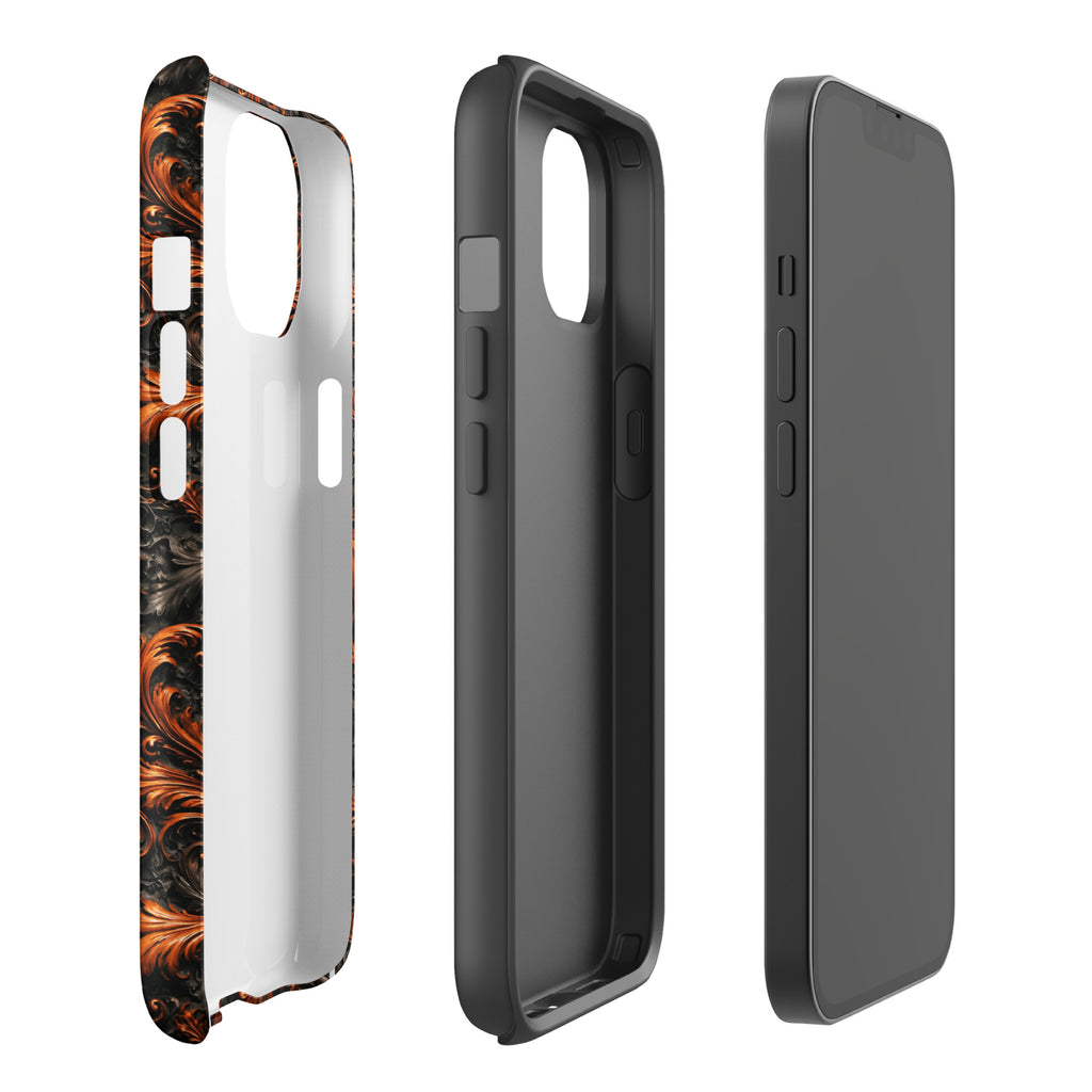 Burnt Orange Filigree Tough Case for iPhone 14