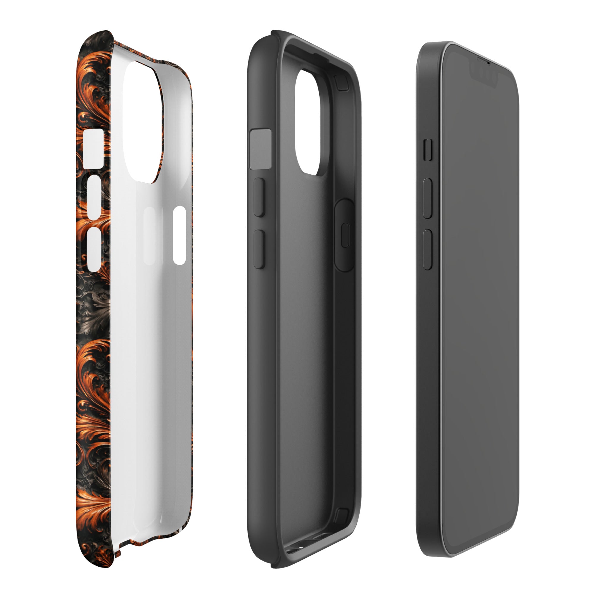 Burnt Orange Filigree Tough Case for iPhone 14