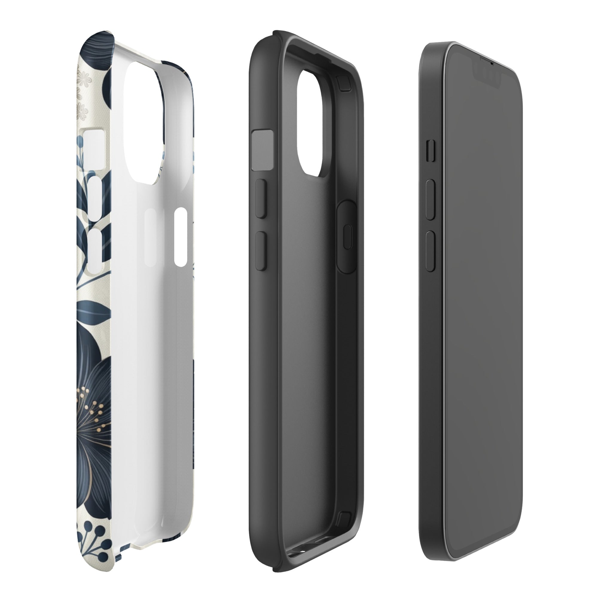 Elegant Blue Floral Tough Case for iPhone 14