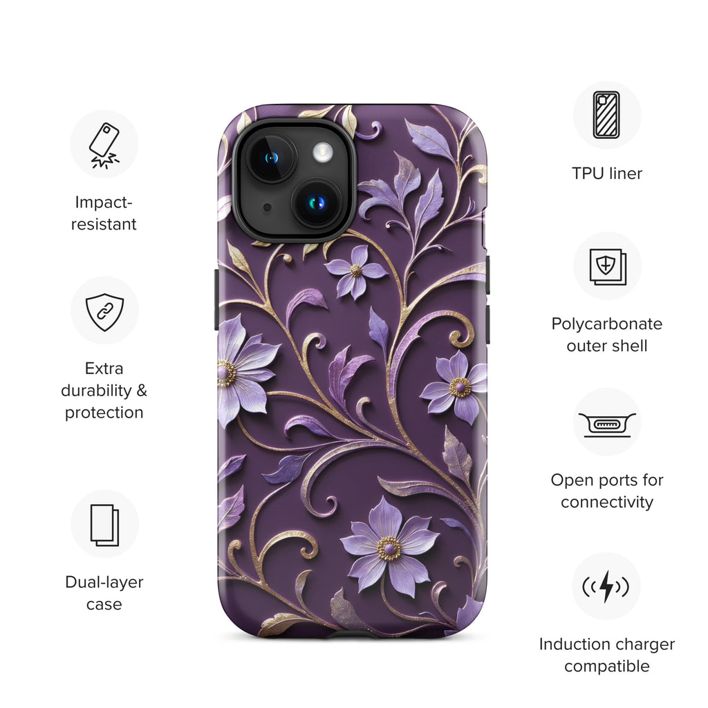 Royal Violet Filigree Tough Case for iPhone 15