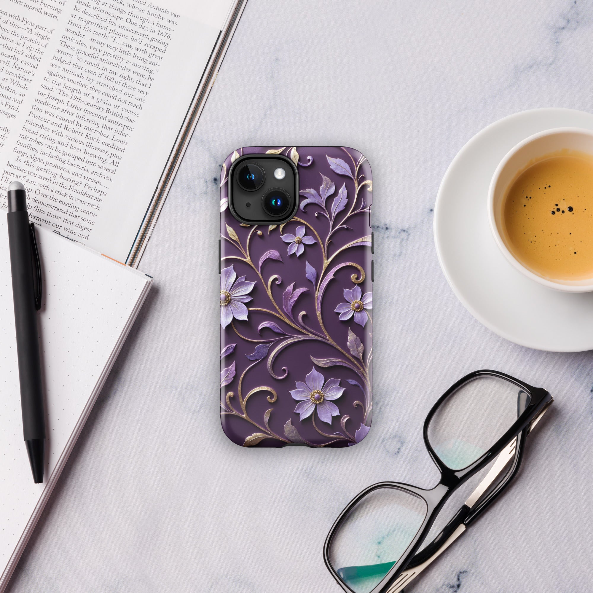 Royal Violet Filigree Tough Case for iPhone 15
