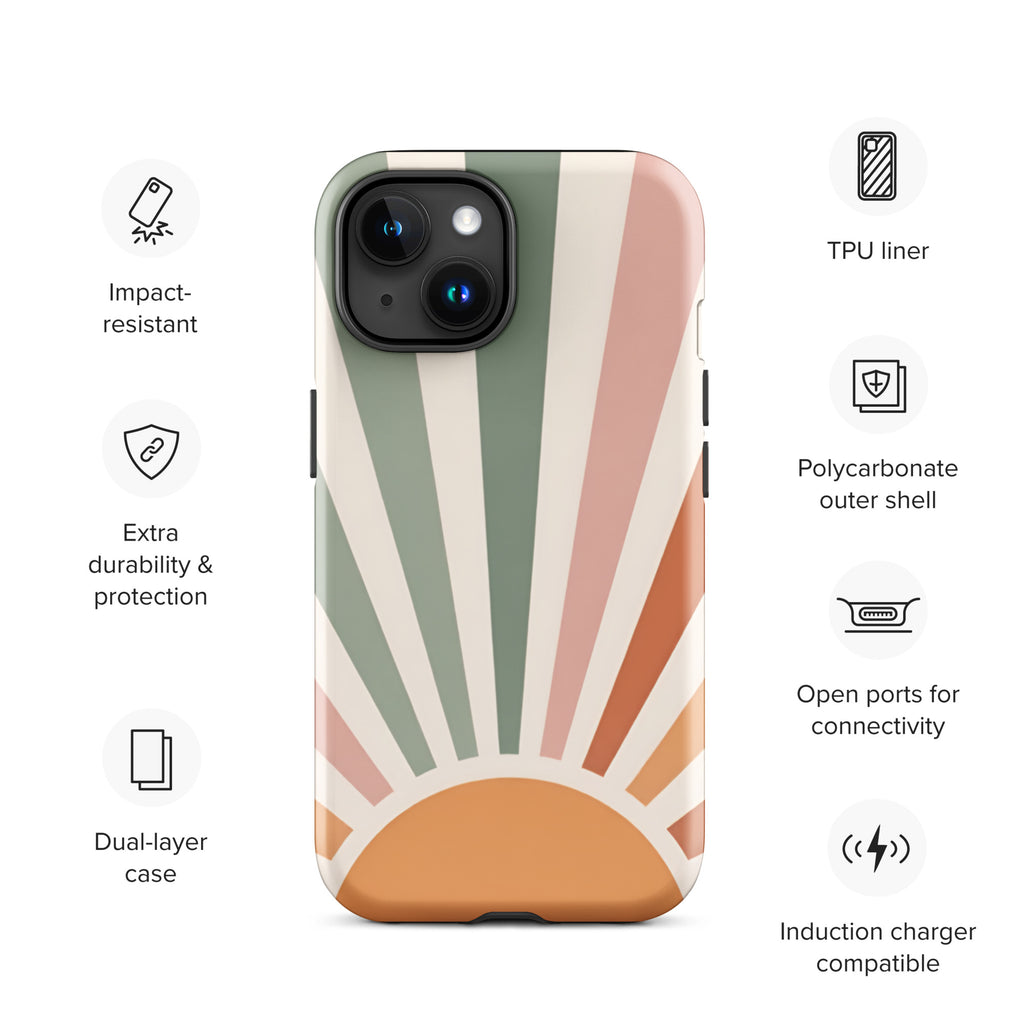 Retro Sunrise Tough Case for iPhone 15