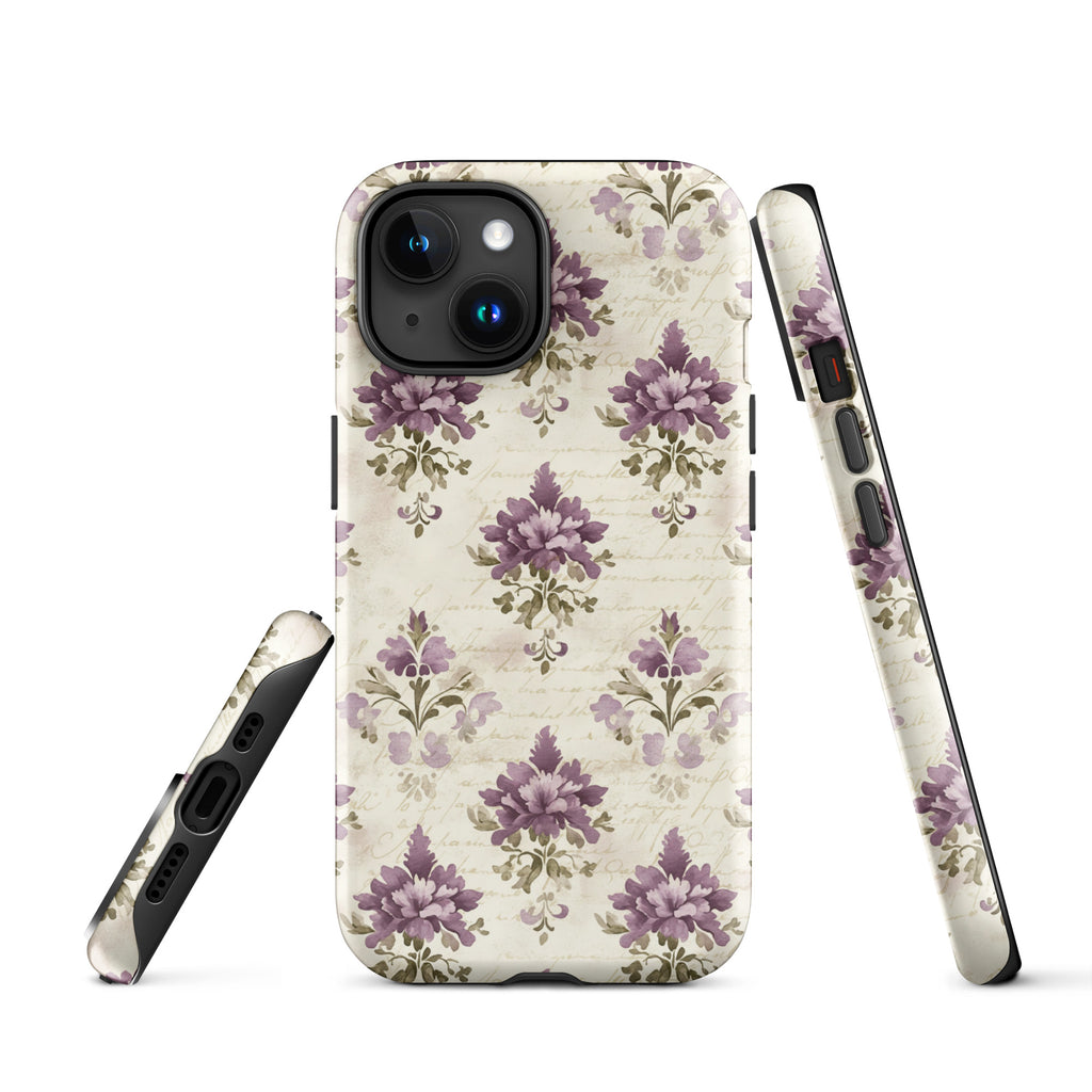 Vintage Floral Damask Tough Case for iPhone 15