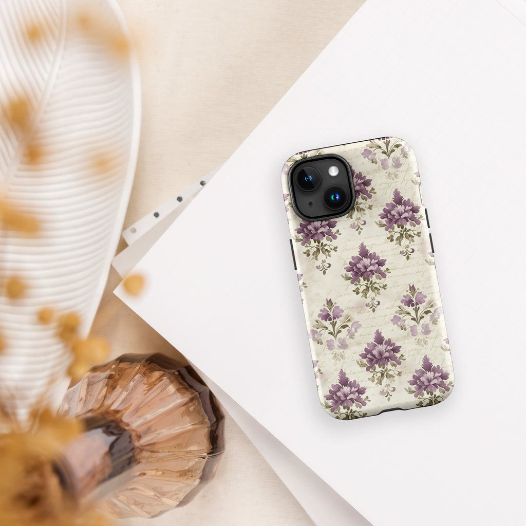 Vintage Floral Damask Tough Case for iPhone 15