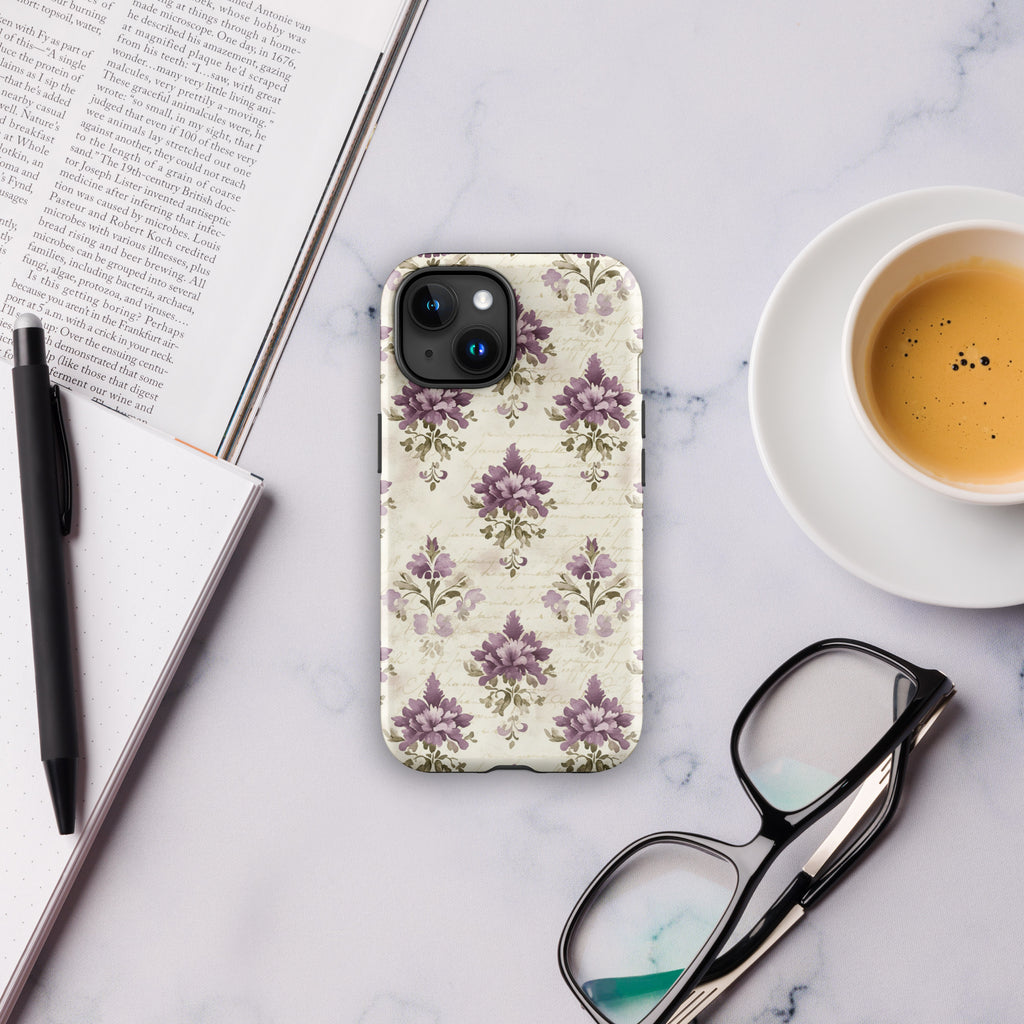 Vintage Floral Damask Tough Case for iPhone 15