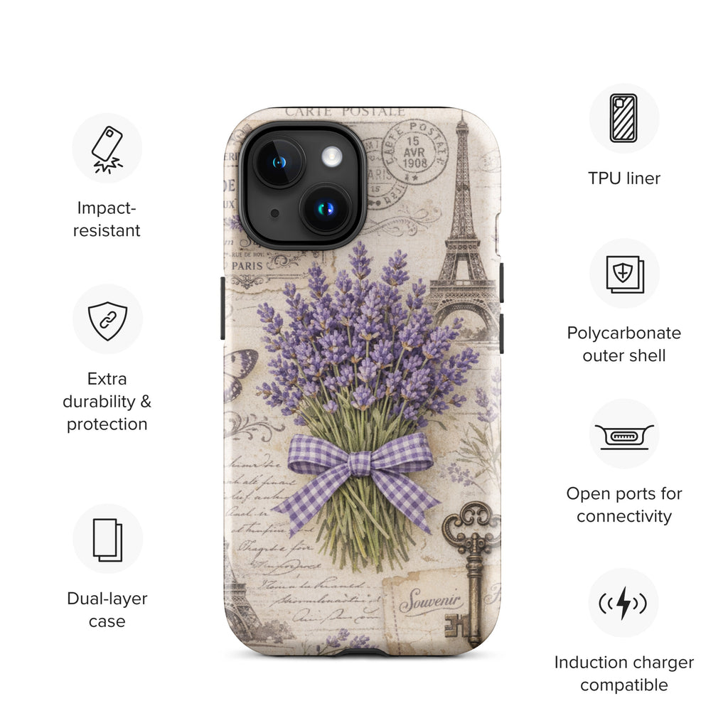 Vintage Paris Lavender Tough Case for iPhone 15
