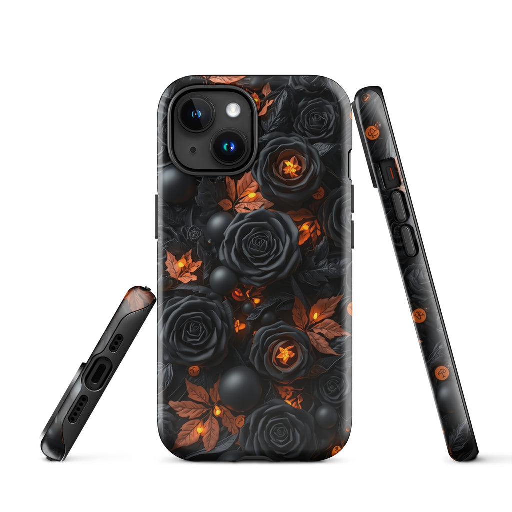 Dark Floral Glow Tough Case for iPhone 15