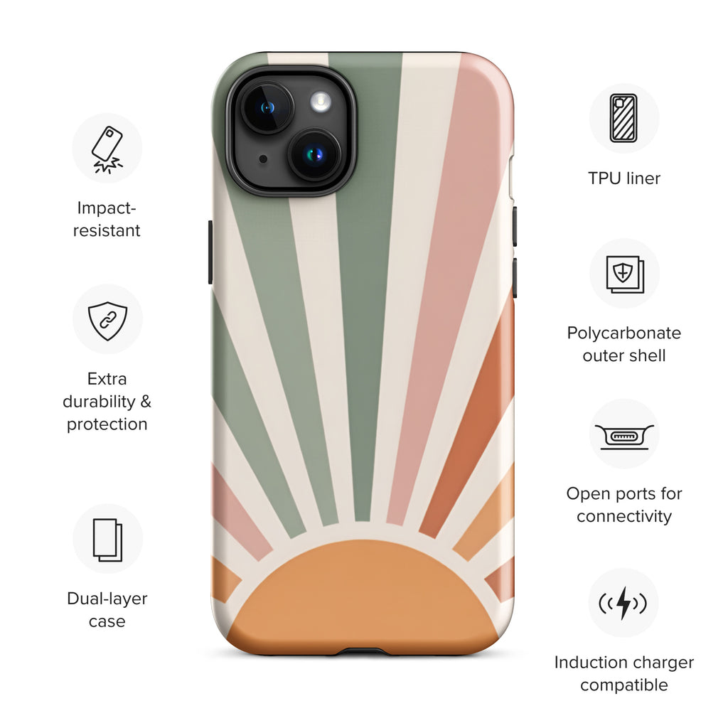 Retro Sunrise Tough Case for iPhone 15 Plus