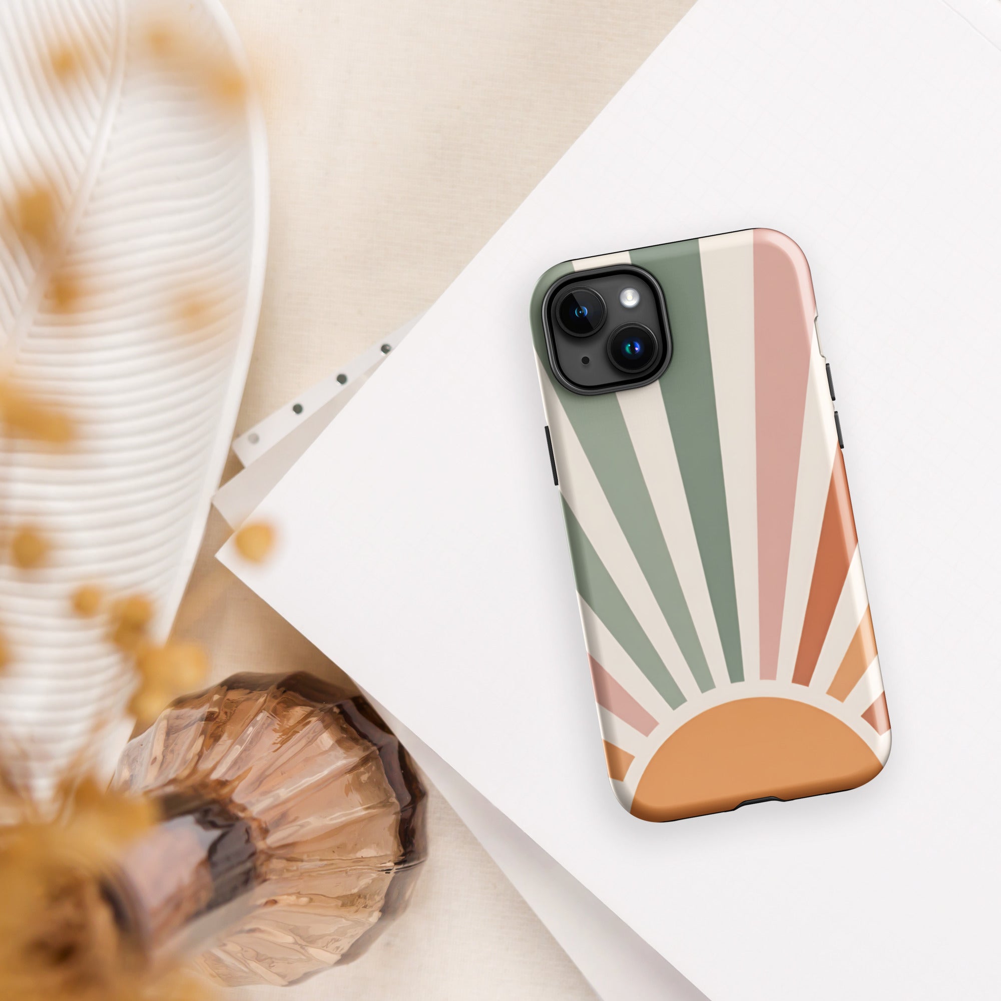 Retro Sunrise Tough Case for iPhone 15 Plus