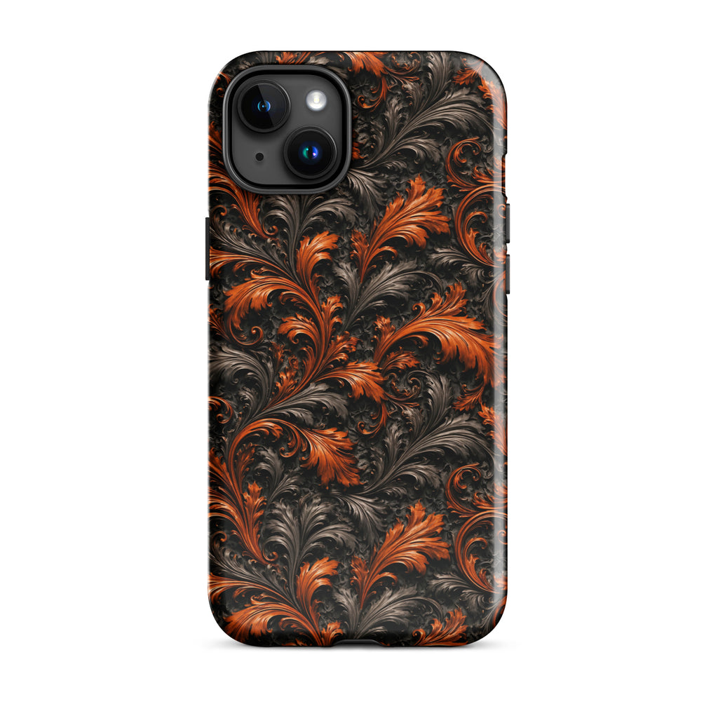 Burnt Orange Filigree Tough Case for iPhone 15 Plus