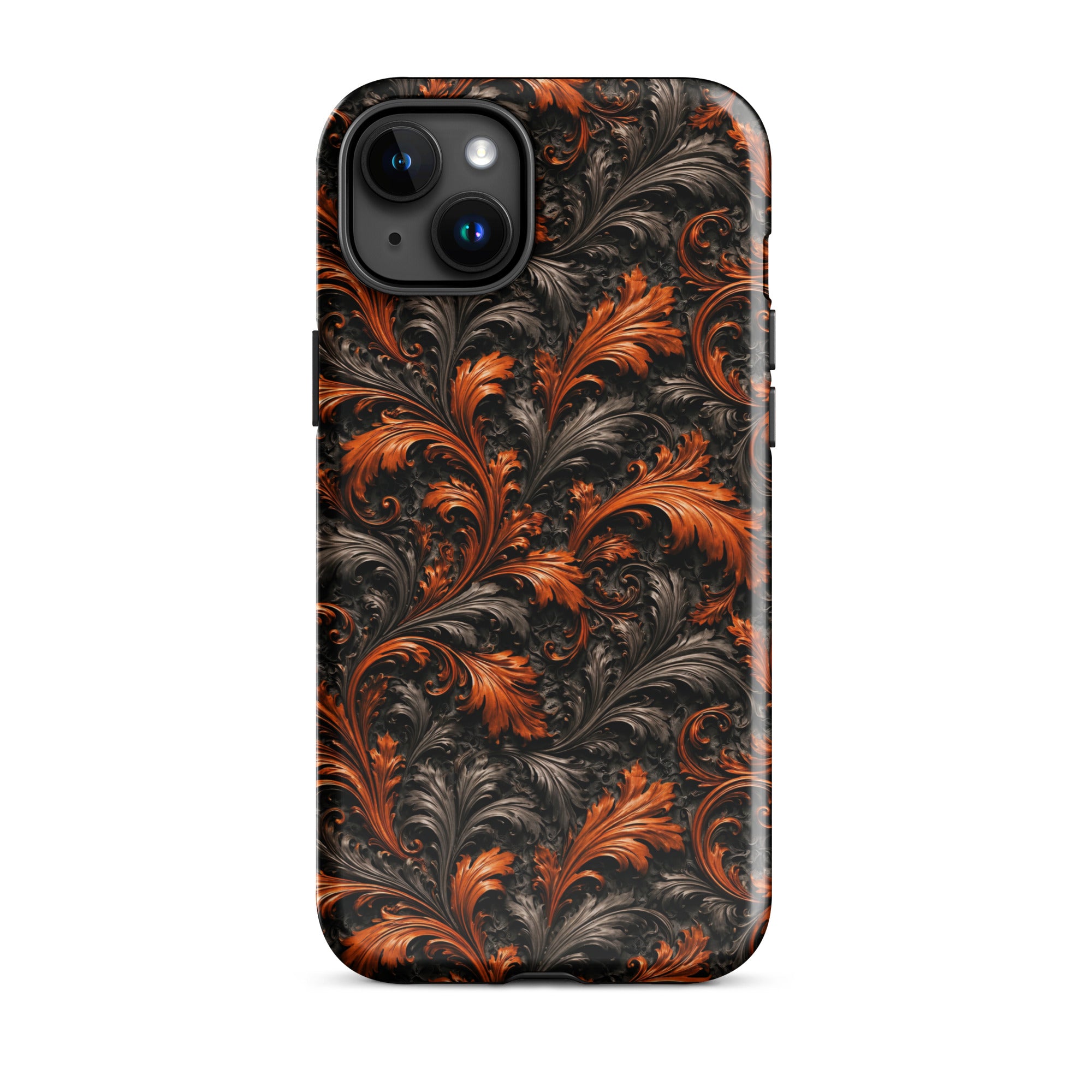 Burnt Orange Filigree Tough Case for iPhone 15 Plus