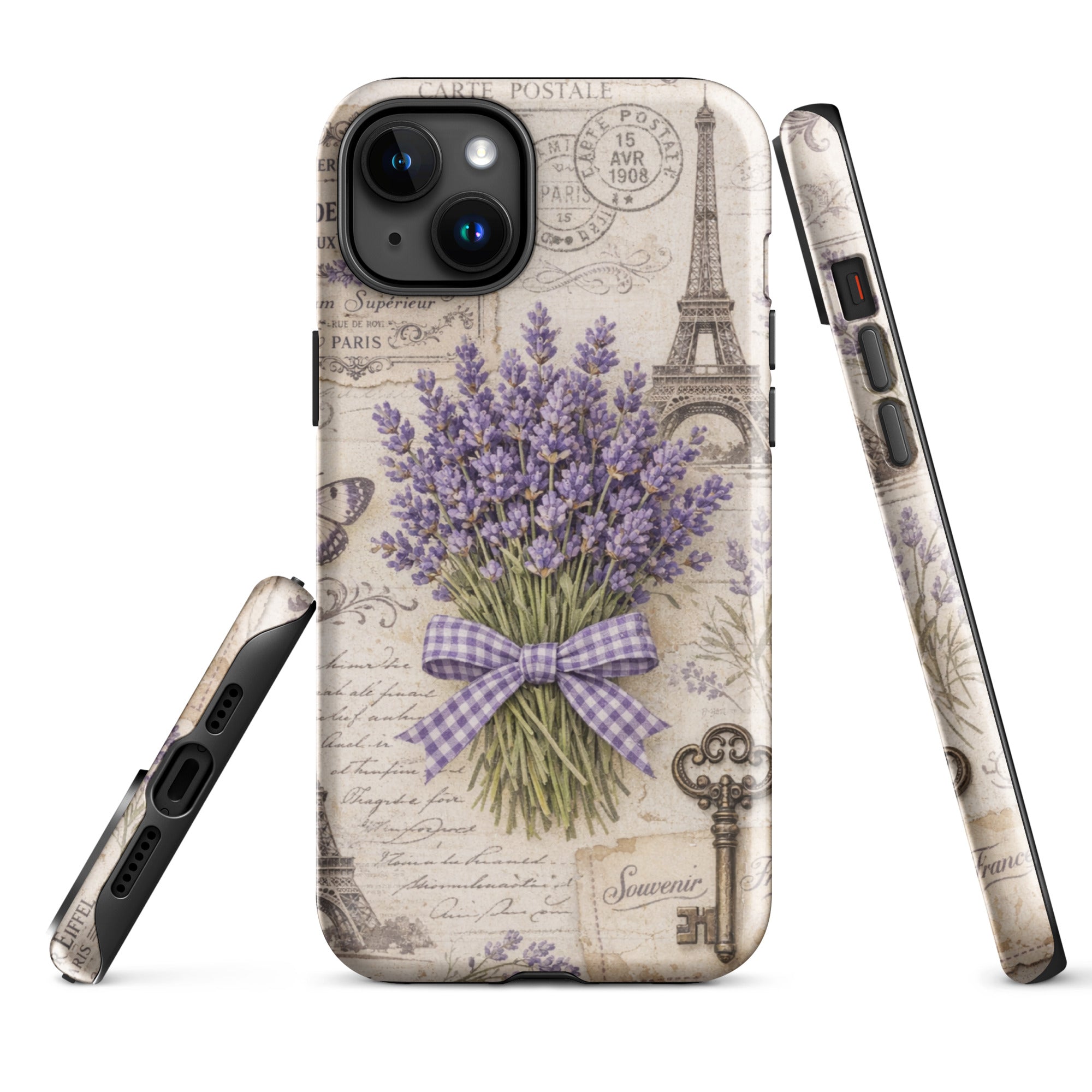 Vintage Paris Lavender Tough Case for iPhone 15 Plus