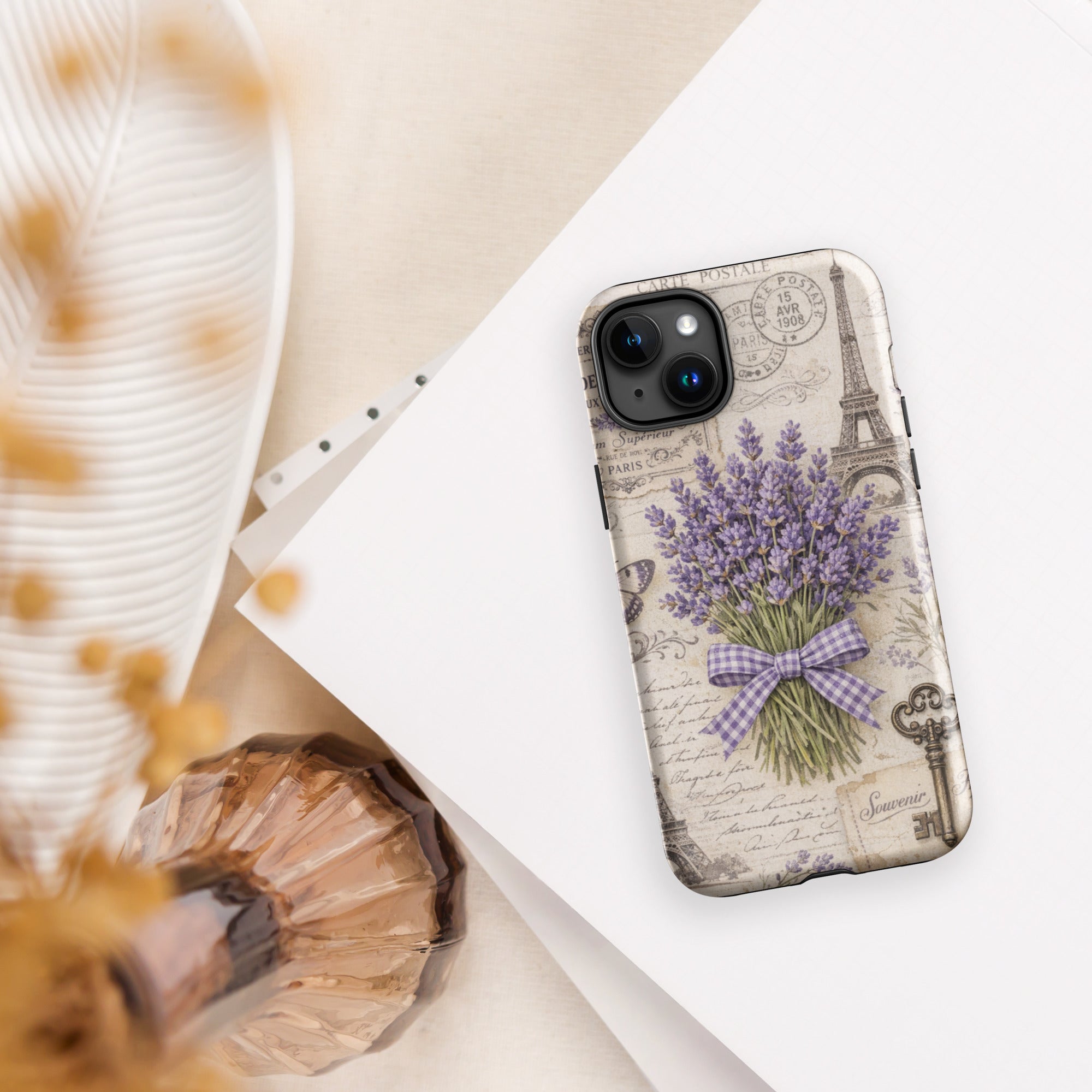 Vintage Paris Lavender Tough Case for iPhone 15 Plus