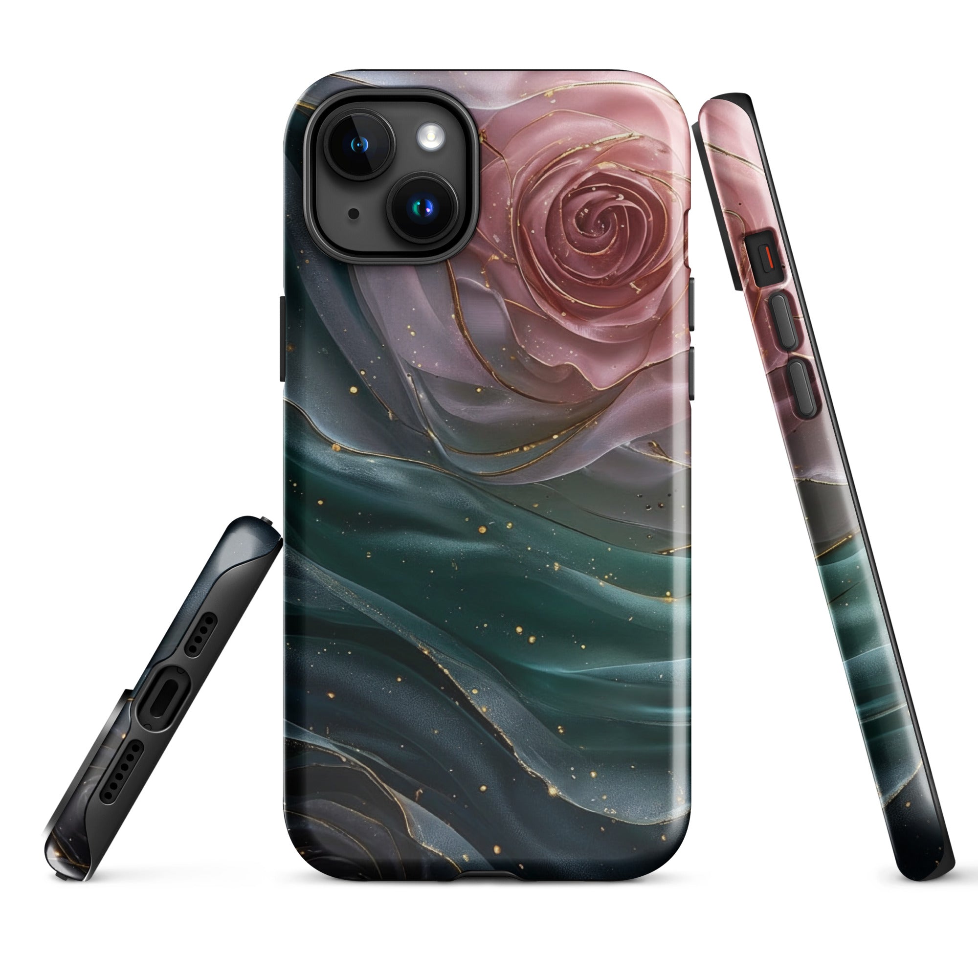 Elegant Rose Marble Tough Case for iPhone 15 Plus