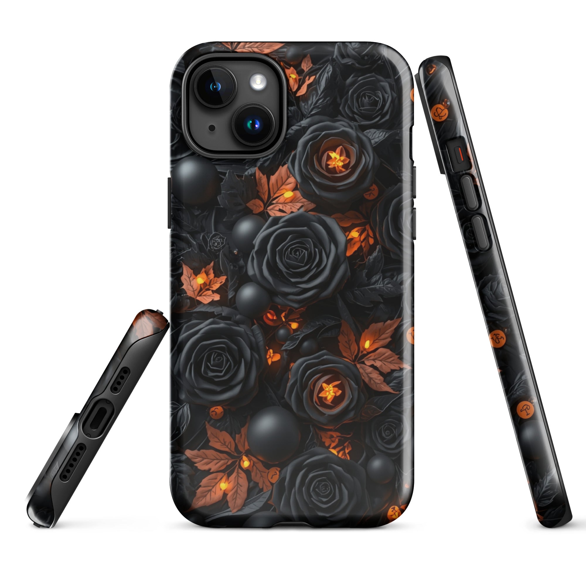 Dark Floral Glow Tough Case for iPhone 15 Plus