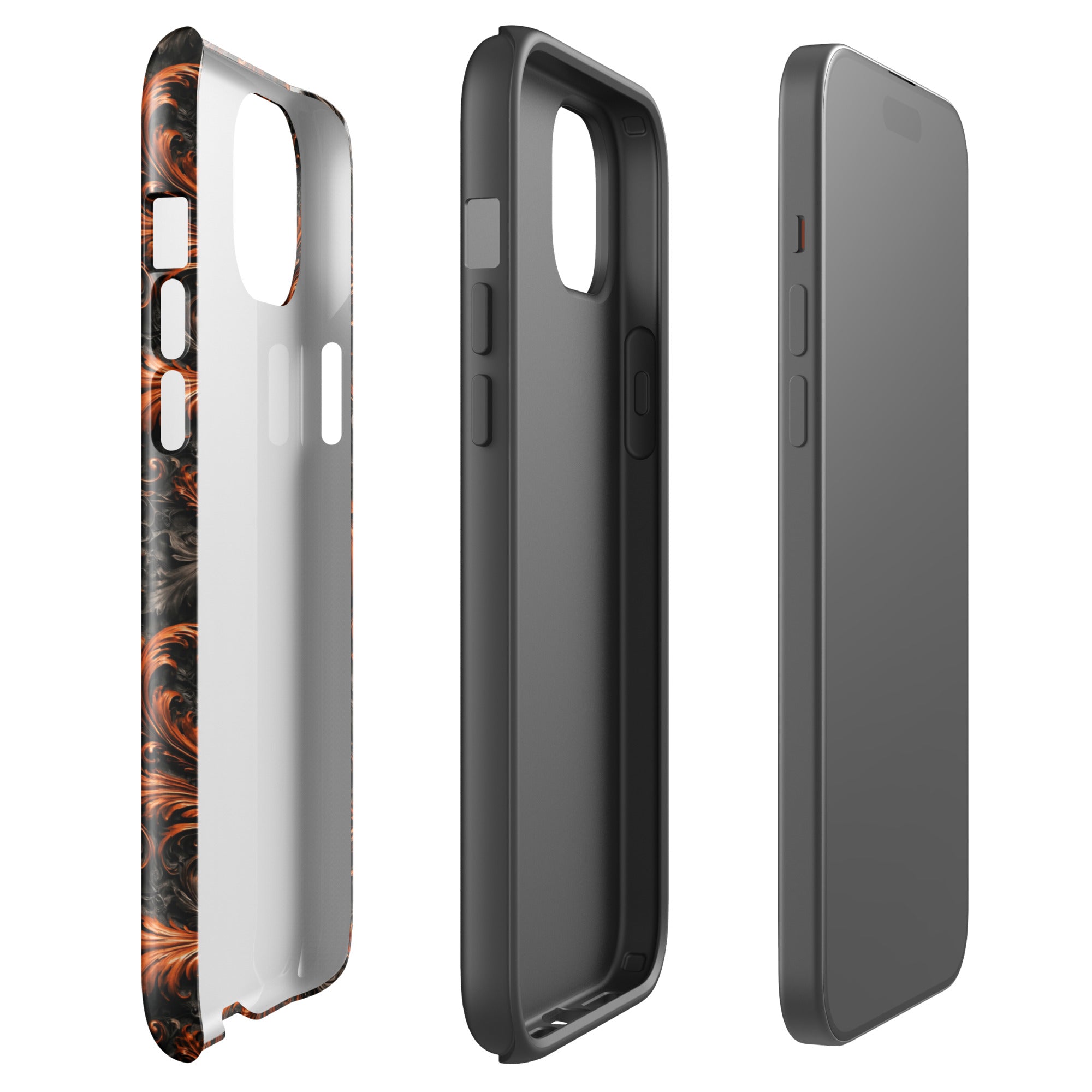 Burnt Orange Filigree Tough Case for iPhone 15 Plus