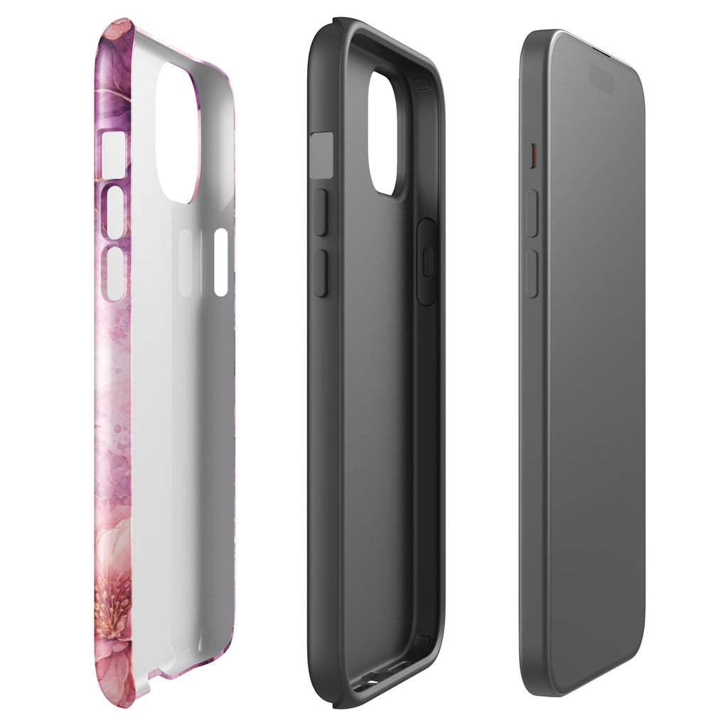 Pink Watercolor Floral Tough Case for iPhone 15 Plus